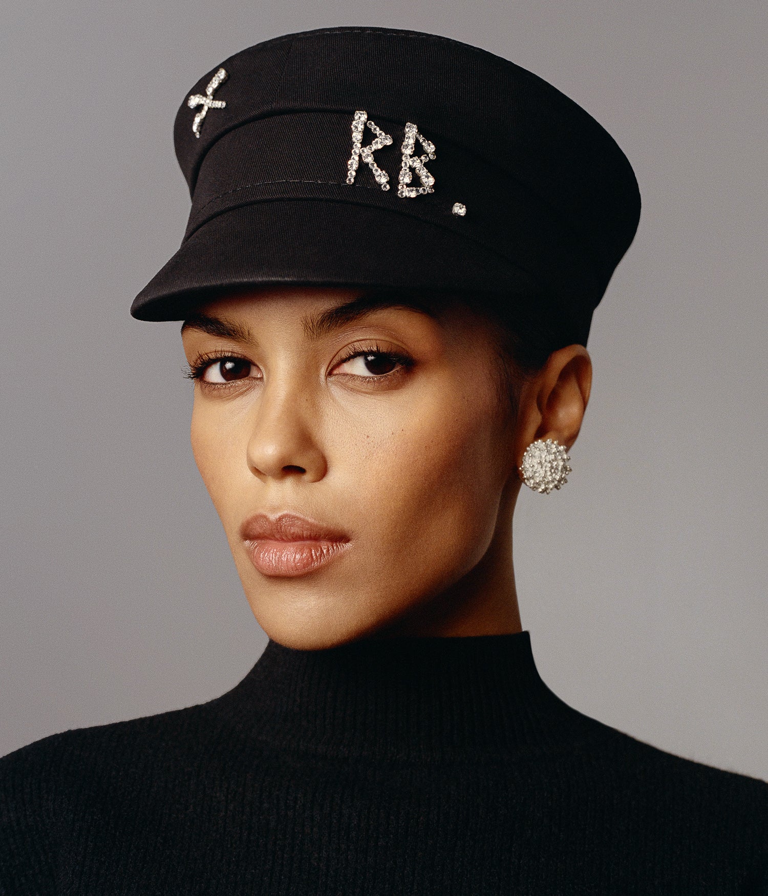 Crystal-embellished Cotton Baker Boy Cap • Ruslan Baginskiy Hats