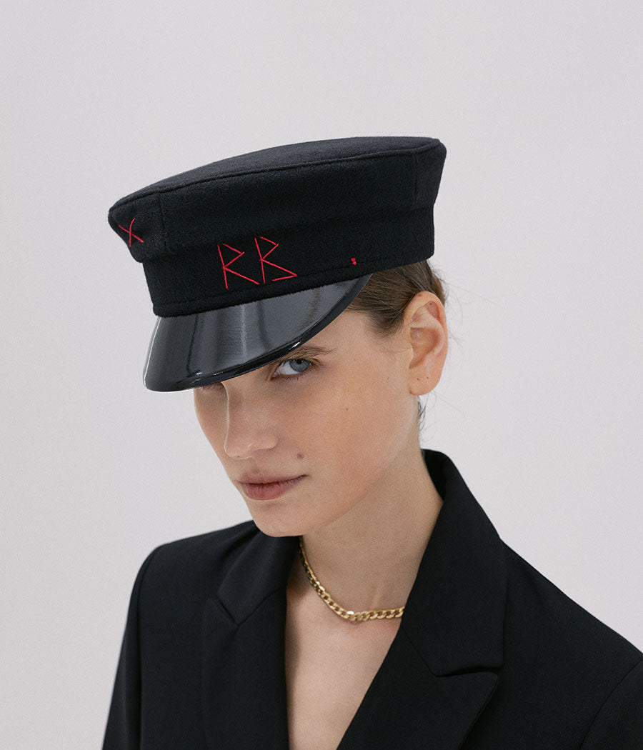 Black Wool Baker Boy Cap KPC033-W-XXS Ruslan Baginskiy Black Wool Baker Boy Cap KPC033-W-XXS Ruslan Baginskiy