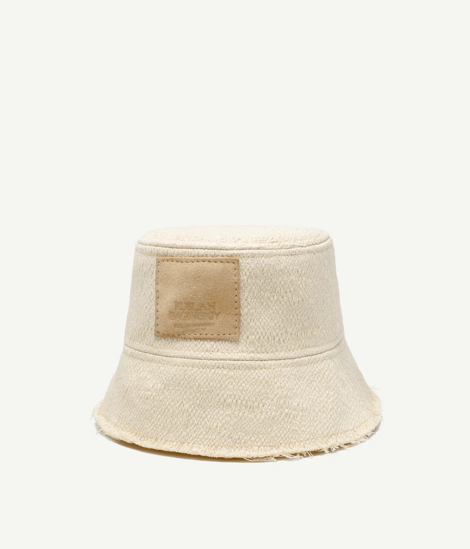 Cotton Bucket Hat Embellished with Suede Logo-Patch Cotton Bucket Hat Embellished with Suede Logo-Patch