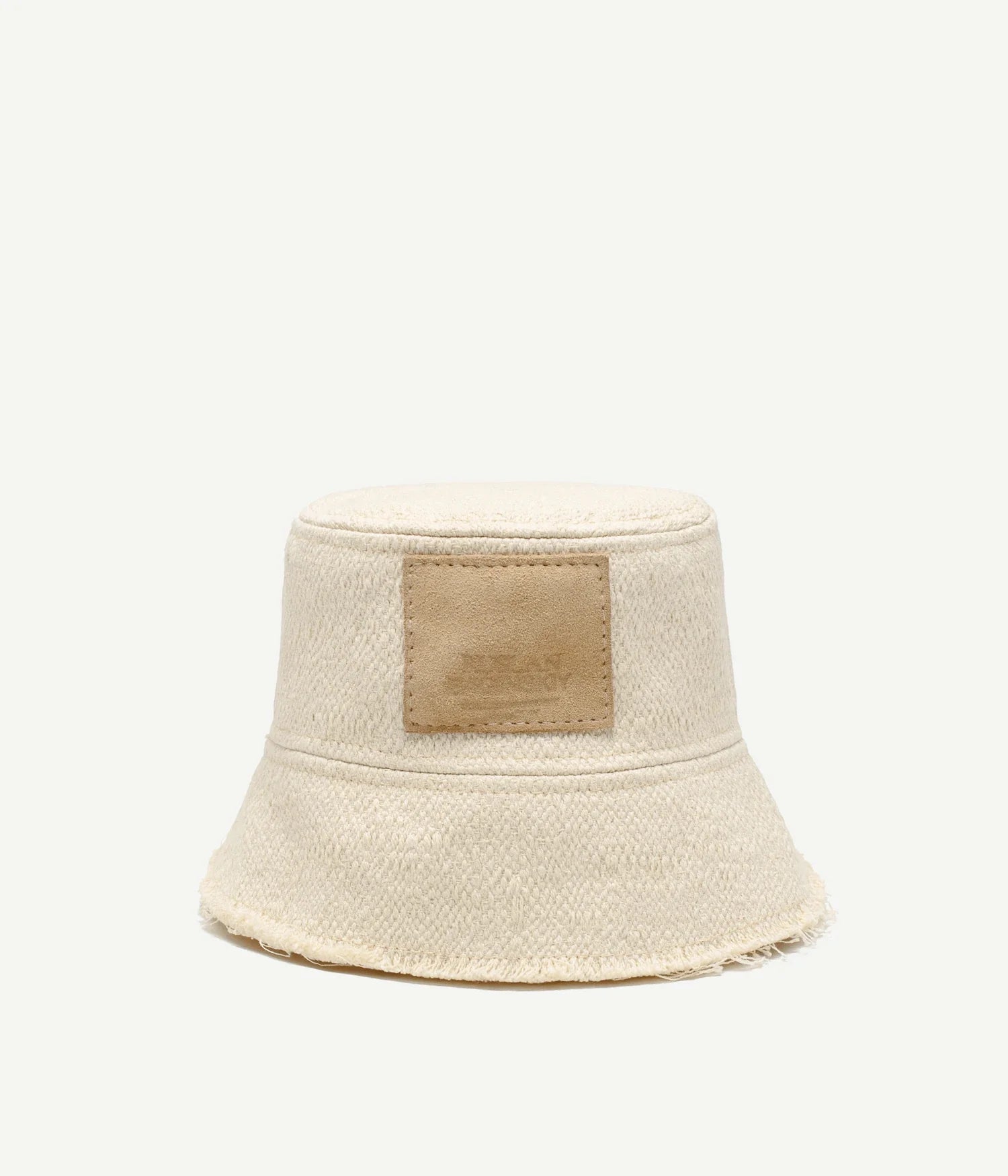 Cotton Bucket Hat Embellished with Suede Logo-Patch Cotton Bucket Hat Embellished with Suede Logo-Patch