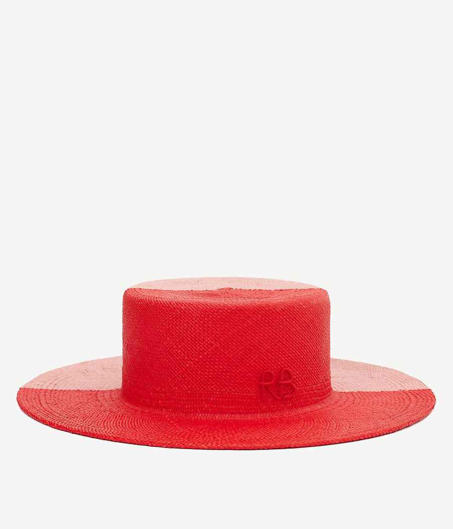 Monogram-embellished Bi-Color Boater Hat CNT034/039-STR-SRB-2B-XS Ruslan Baginskiy Monogram-embellished Bi-Color Boater Hat CNT034/039-STR-SRB-2B-XS Ruslan Baginskiy