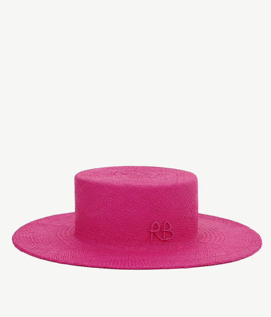Monogram-embellished Boater Hat CNT038-STR-WRB-XS Ruslan Baginskiy Monogram-embellished Boater Hat CNT038-STR-WRB-XS Ruslan Baginskiy