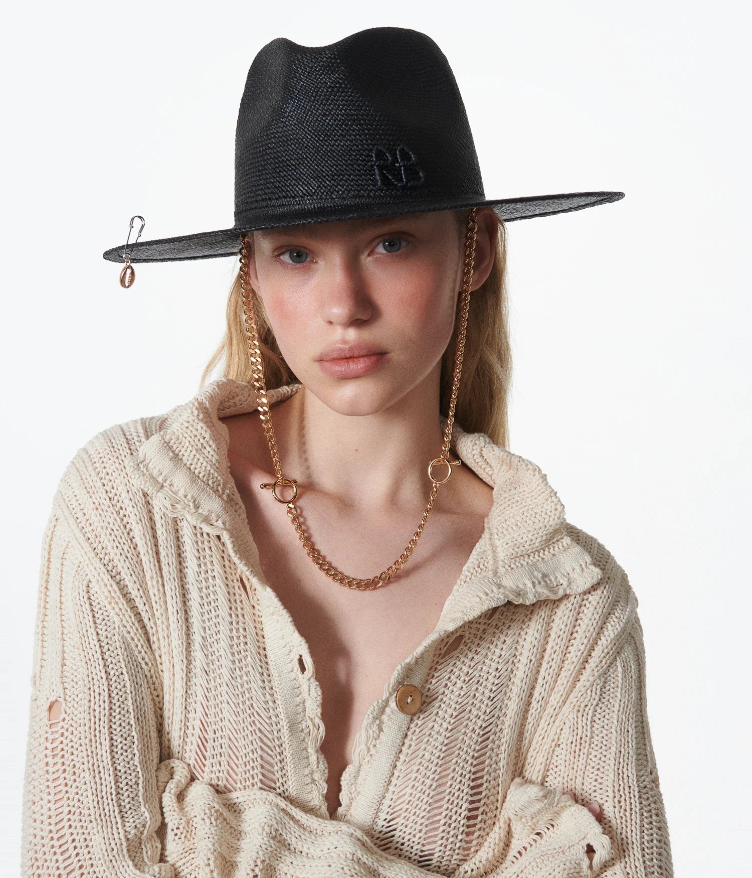 ハット RUSLAN BAGINSKIY SS24 FEDORA HAT (FDR033FWRBBLACK) Logo-embellished Fedora Hat • Ruslan Baginskiy Hats