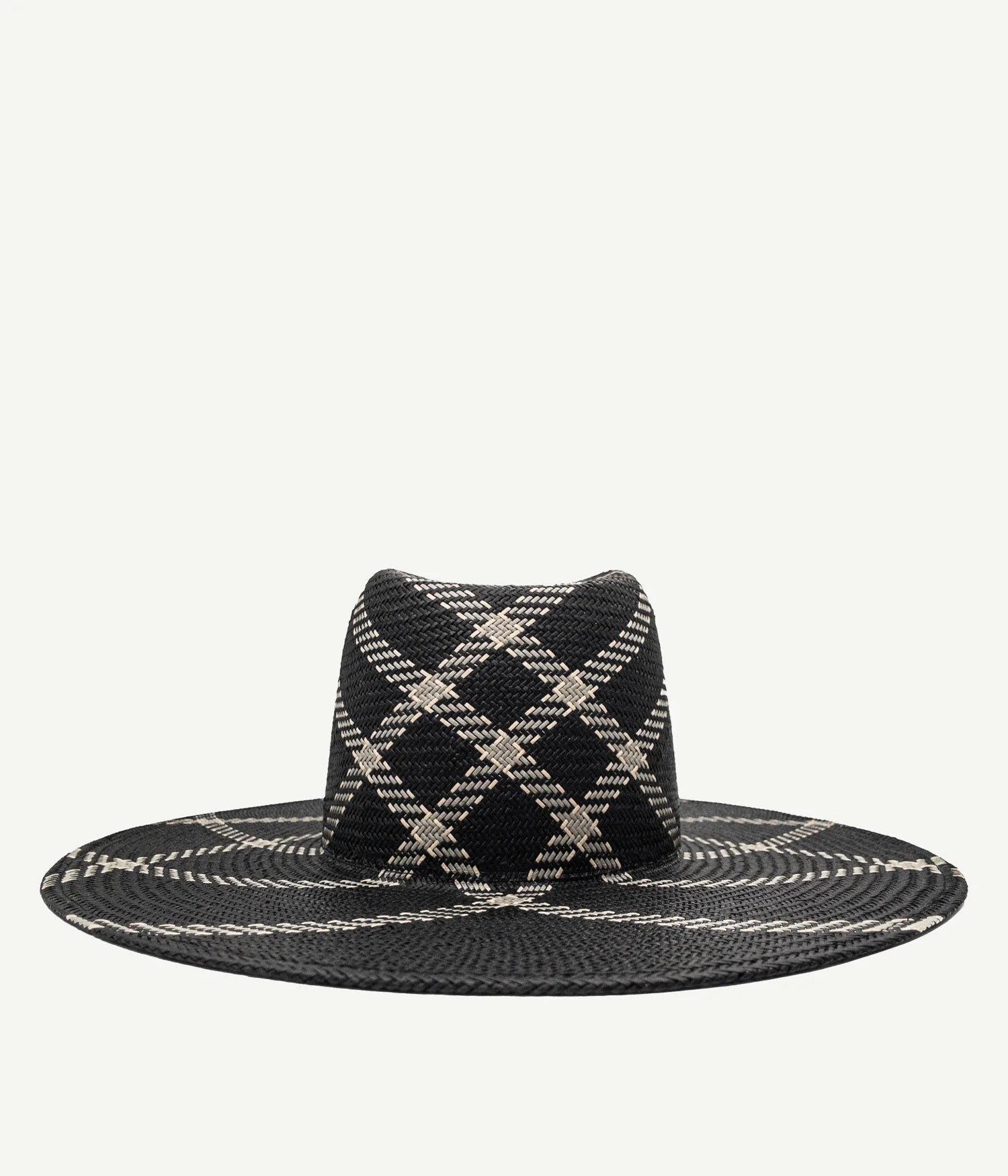 Diagonal-Stripe Straw Fedora Hat Diagonal-Stripe Straw Fedora Hat