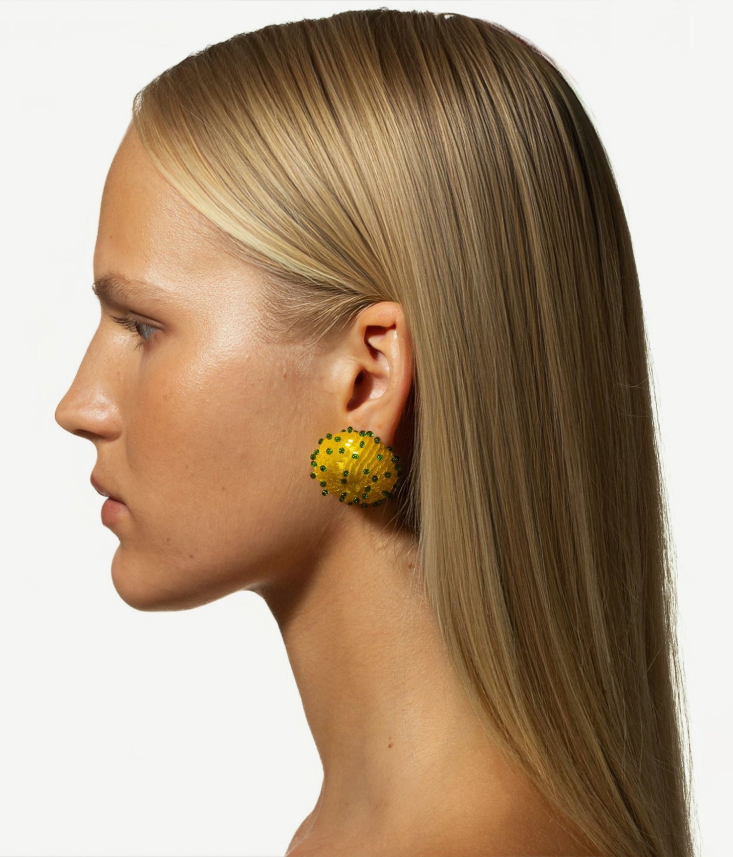 SKARBY White and Yellow Beaded Earrings SKARBY White and Yellow Beaded Earrings