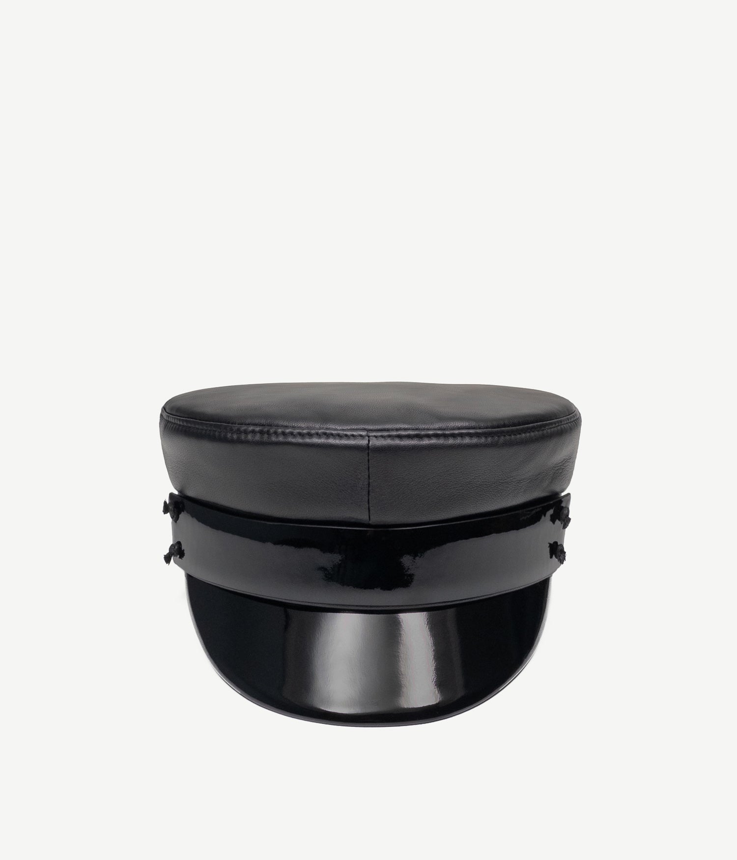Black Leather Baker Boy Cap Black Leather Baker Boy Cap