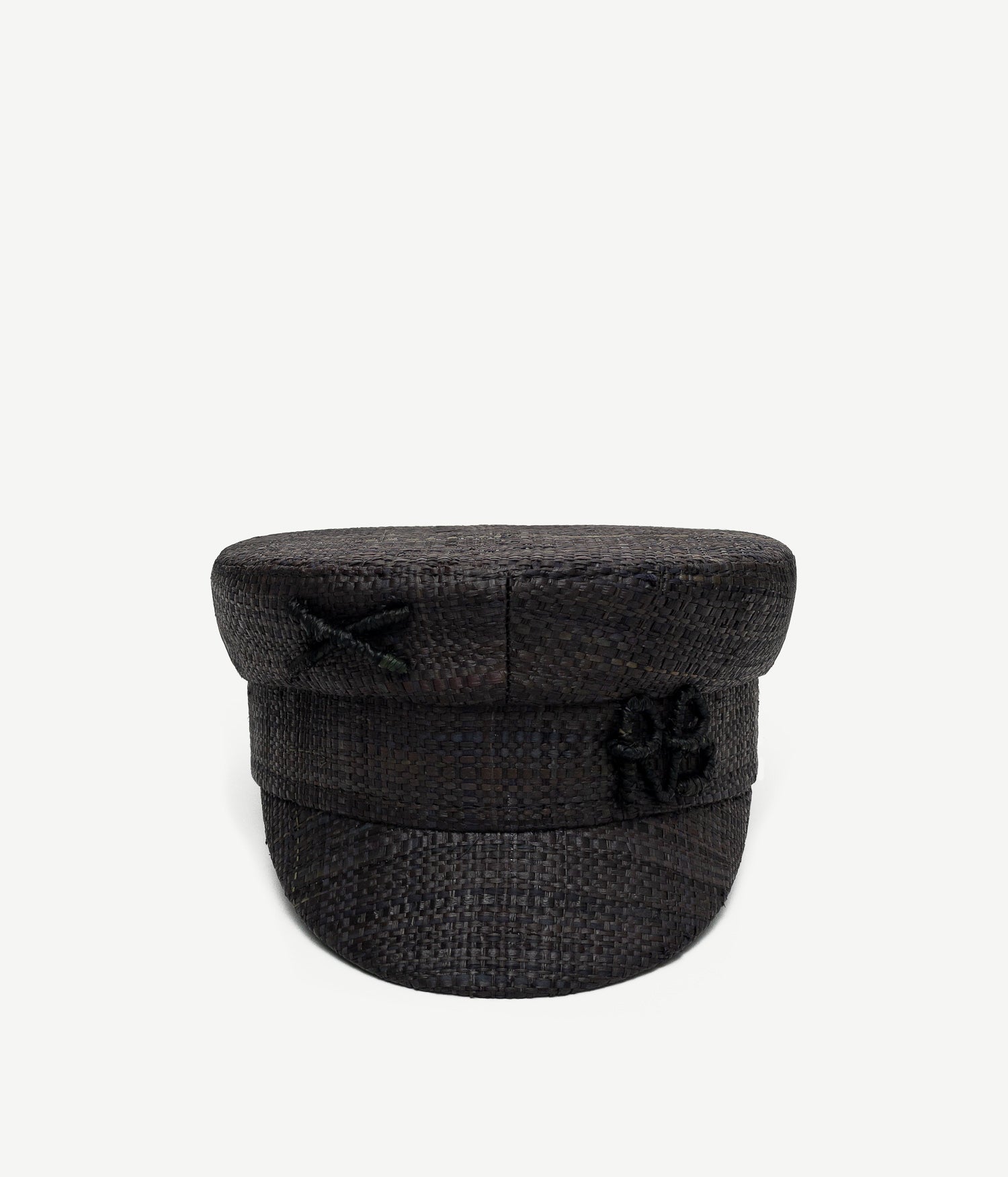 Monogram-embellished Straw Baker Boy Cap Monogram-embellished Straw Baker Boy Cap