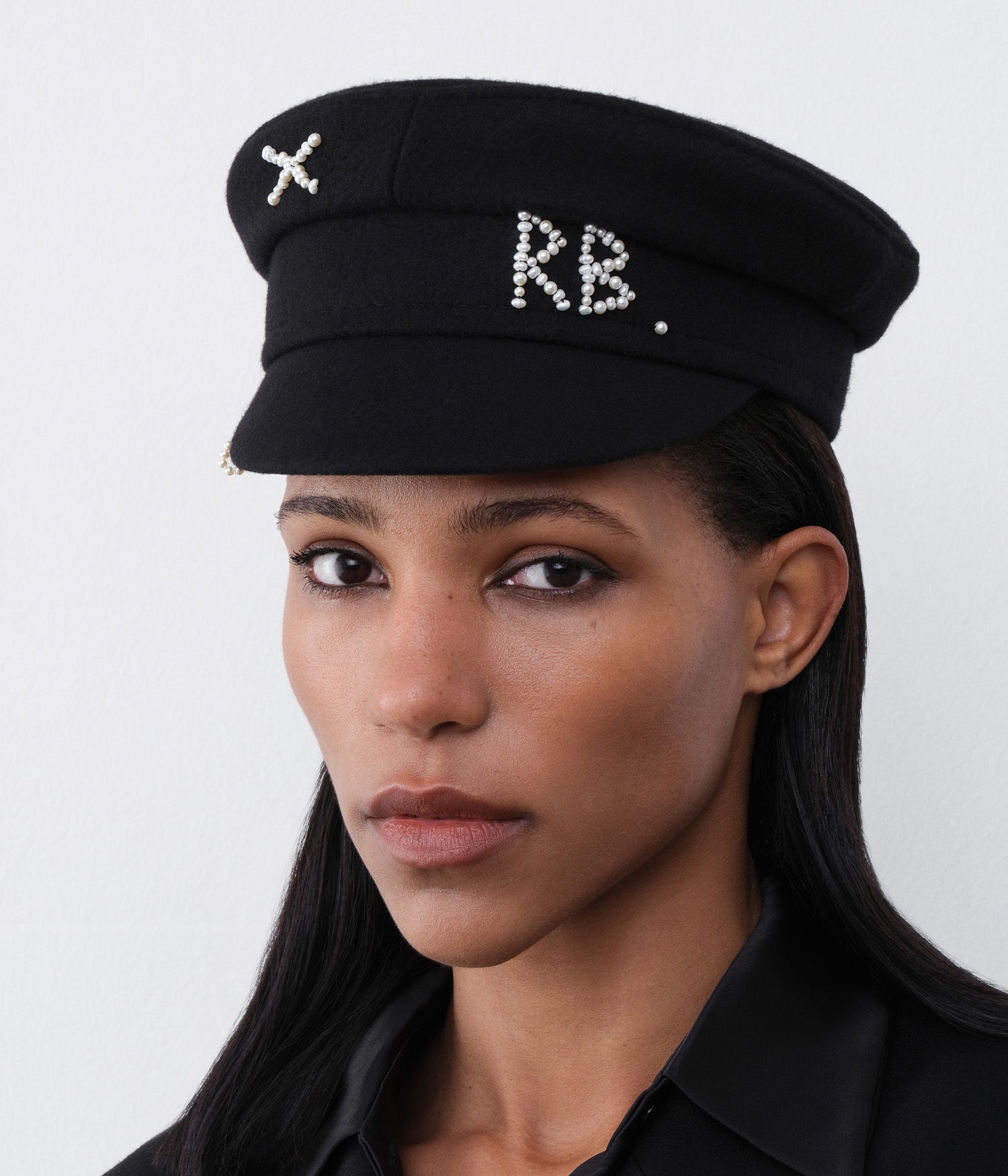Pearls-embellished Baker Boy Cap Pearls-embellished Baker Boy Cap
