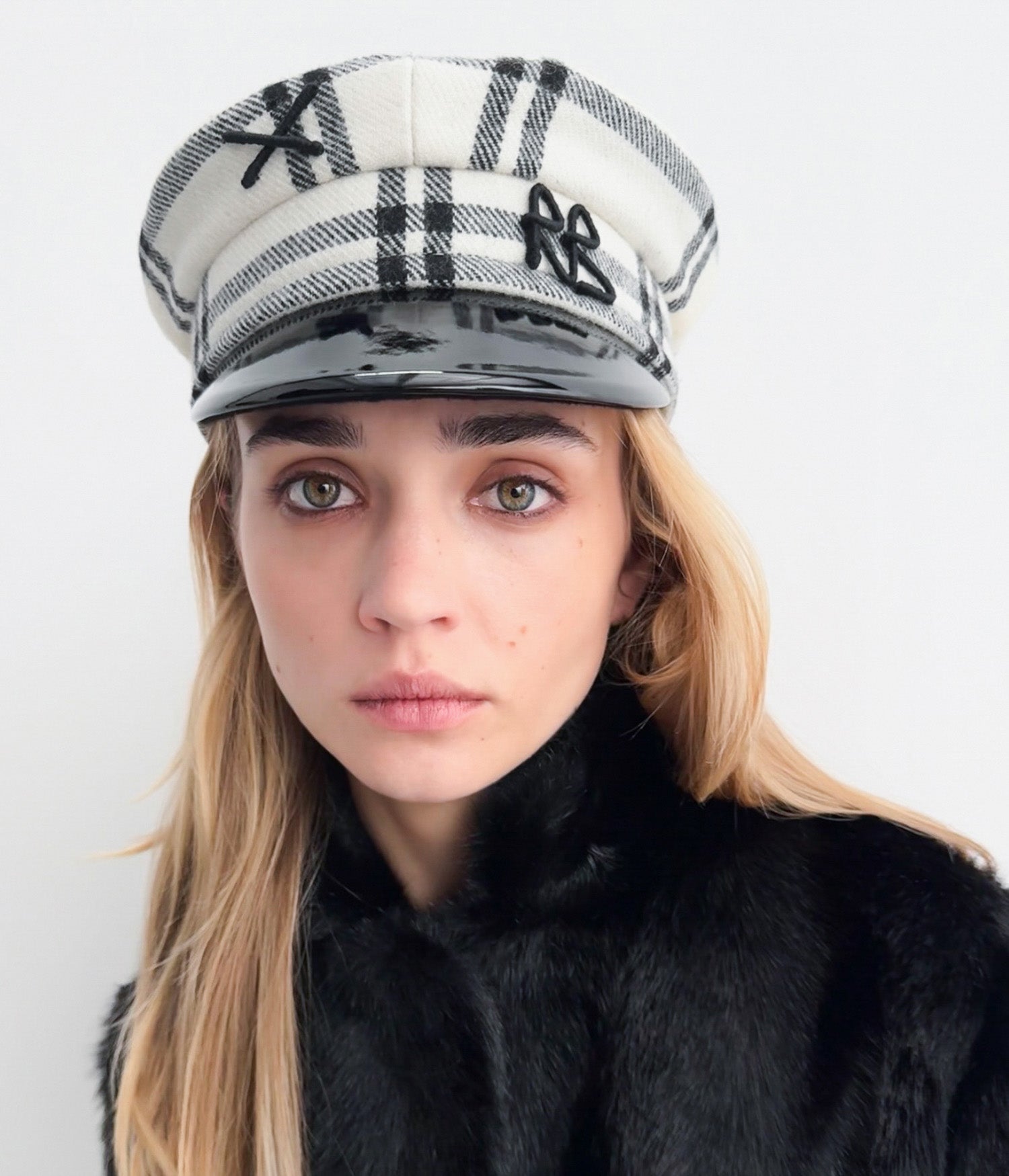 Logo-embellished Checked Baker Boy Cap Logo-embellished Checked Baker Boy Cap
