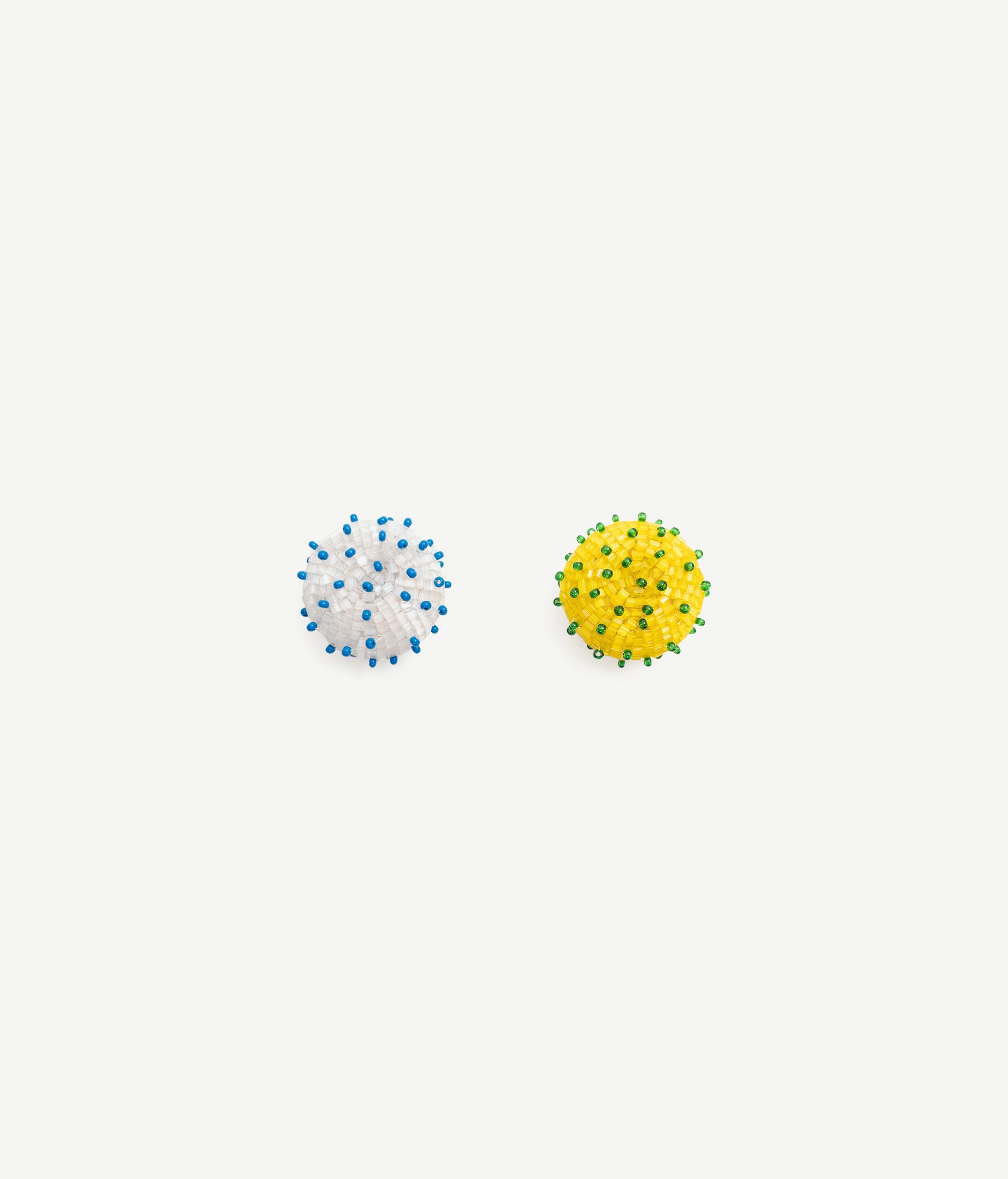 SKARBY White and Yellow Beaded Earrings SKARBY White and Yellow Beaded Earrings