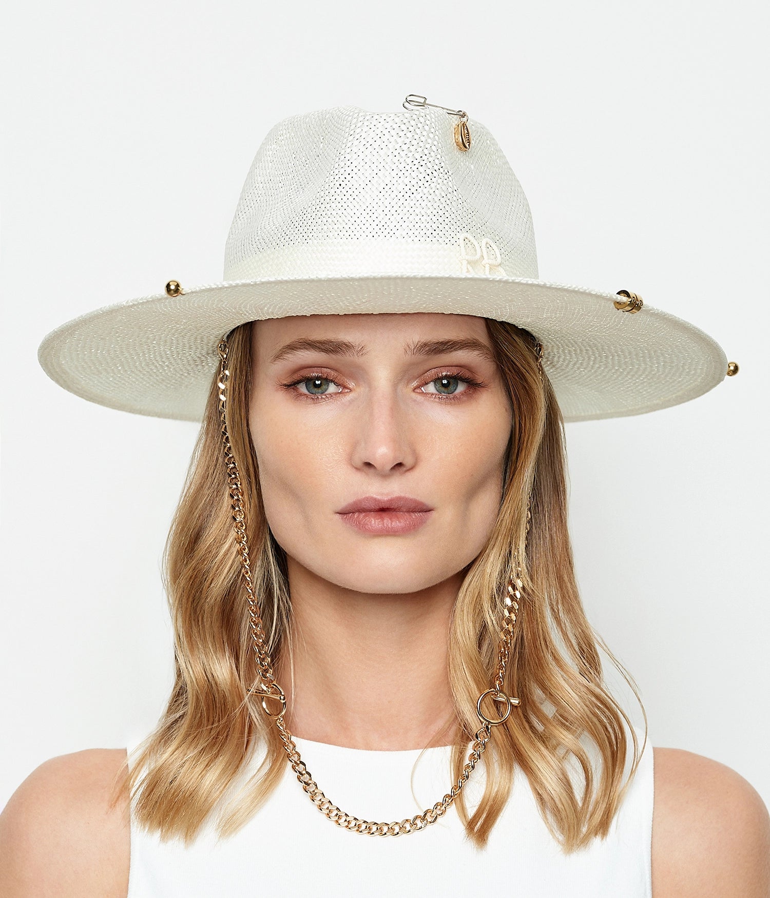 Chain Strap Straw Fedora Hat • Ruslan Baginskiy Hats & Accessories