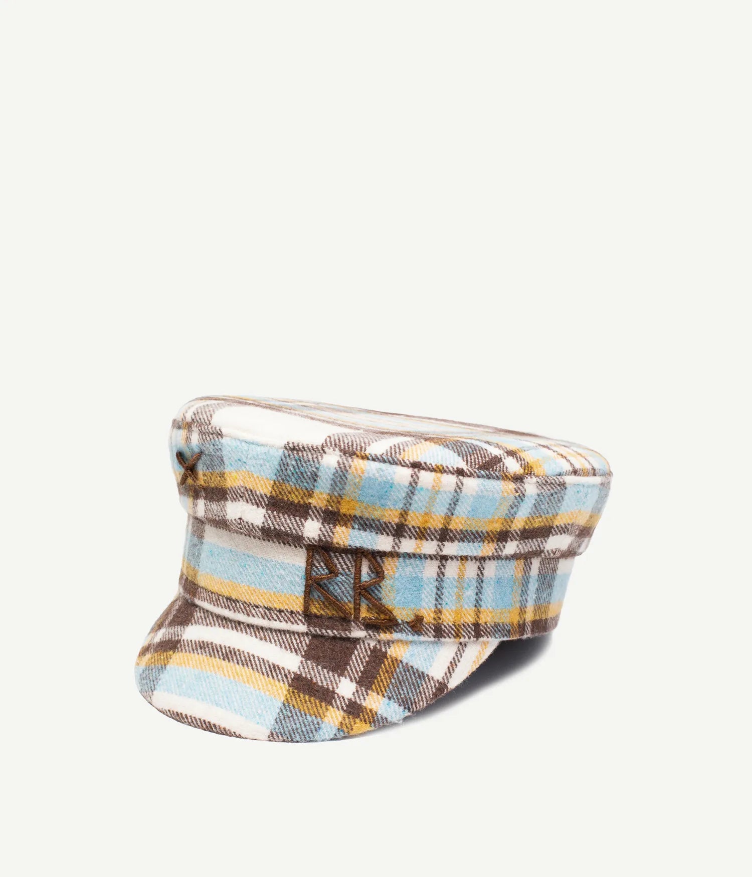 Logo embellished Plaid Baker Boy Cap