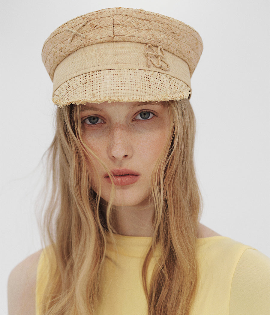 Monogram-embellished Baker Boy Cap KPC036-STR-BHR-SRB-XXS Ruslan Baginskiy Monogram-embellished Baker Boy Cap KPC036-STR-BHR-SRB-XXS Ruslan Baginskiy