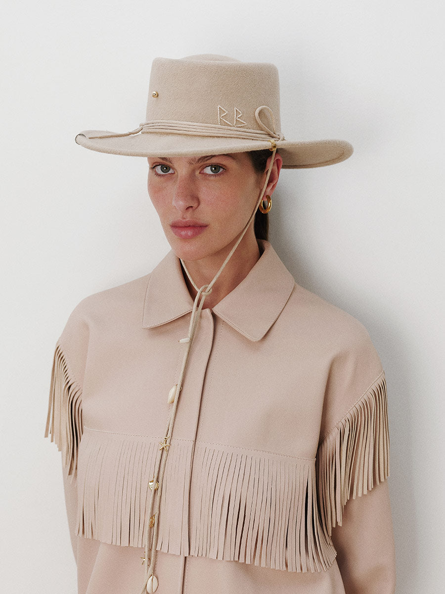 Pierced felt gambler hat