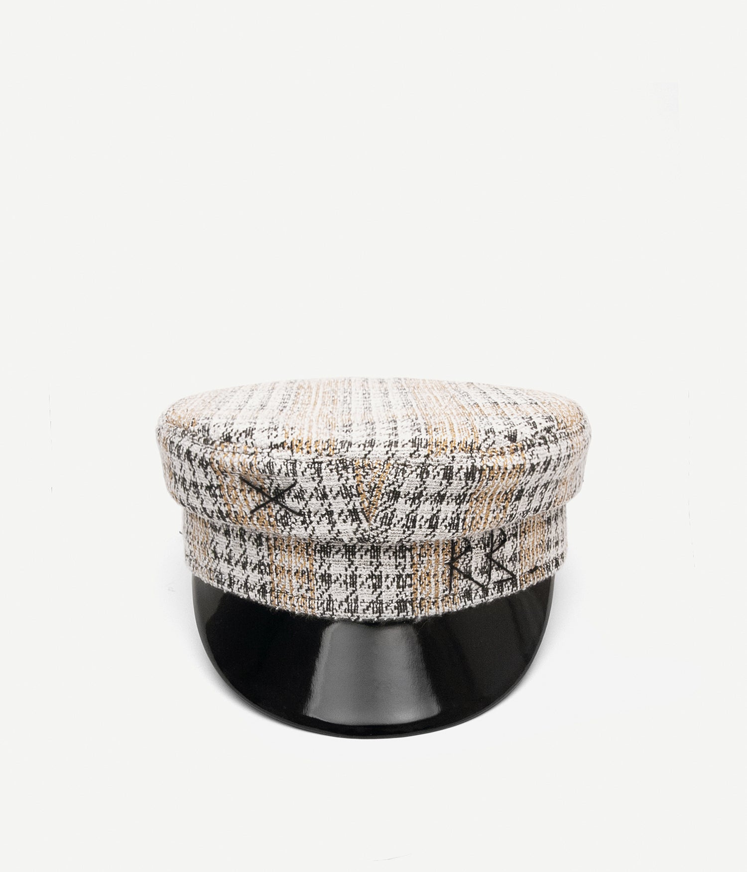 Checked-tweed baker boy cap