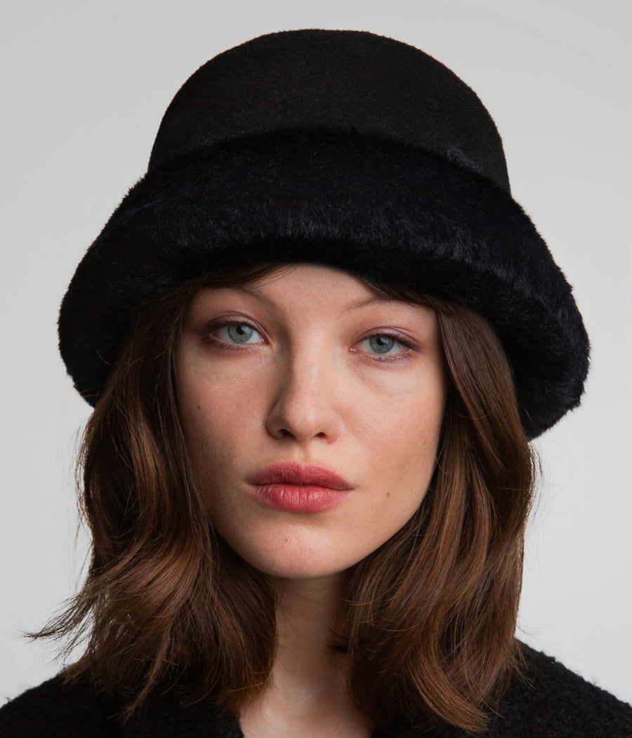 Faux fur, ruslan baginskiy Faux-Fur Bucket Hat FW23-24 BCT033-W-P-FF-RWRB-XXS