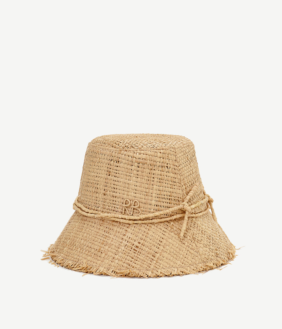RB Fedora, Gambler or Boater Straw and Sun Hats, Monogram-embellished Bucket Hat BCT036-STR-SNR-SRB-XXS Ruslan Baginskiy