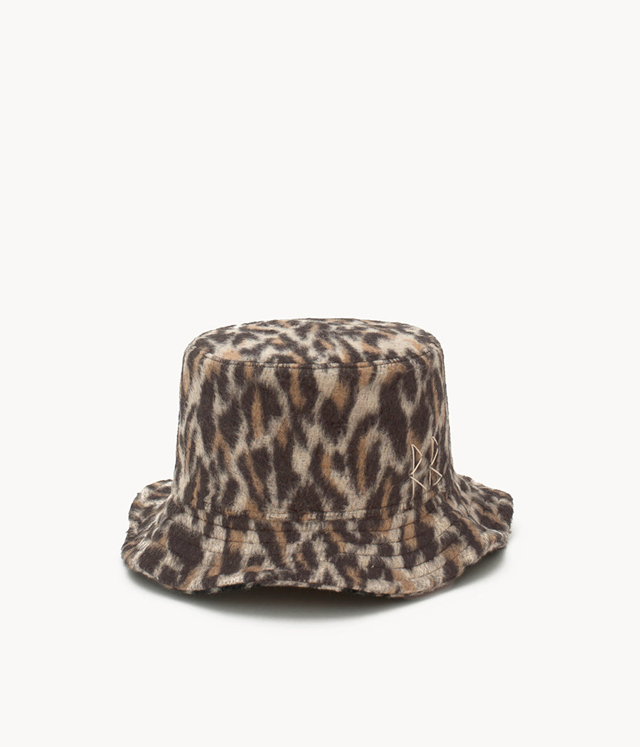 Leopard-Print Wool Bucket Hat