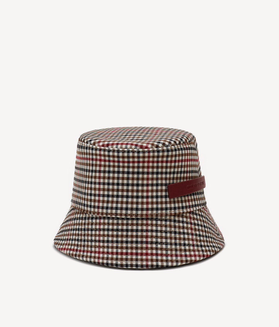 Gingham Wool-blend Bucket Hat