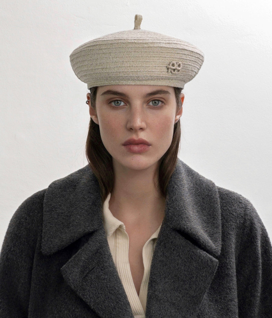 Black Friday Archive by RB, ruslan baginskiy Monogram Beret FW23-24 BRT032-P-LNT-PT-WRB-XXS