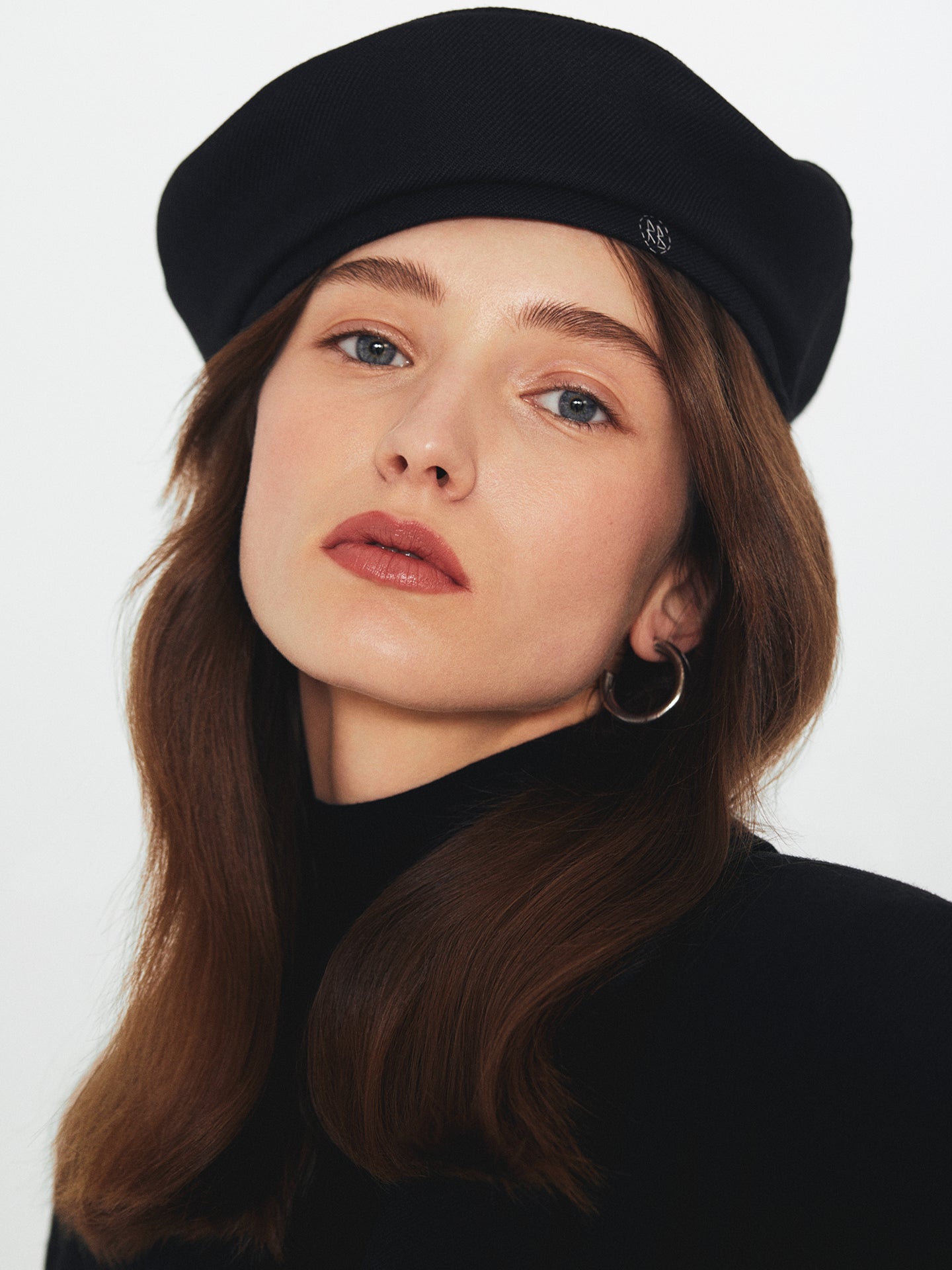 Beret / Sailor Hat, Monogram-embroidered Wool-blend Beret