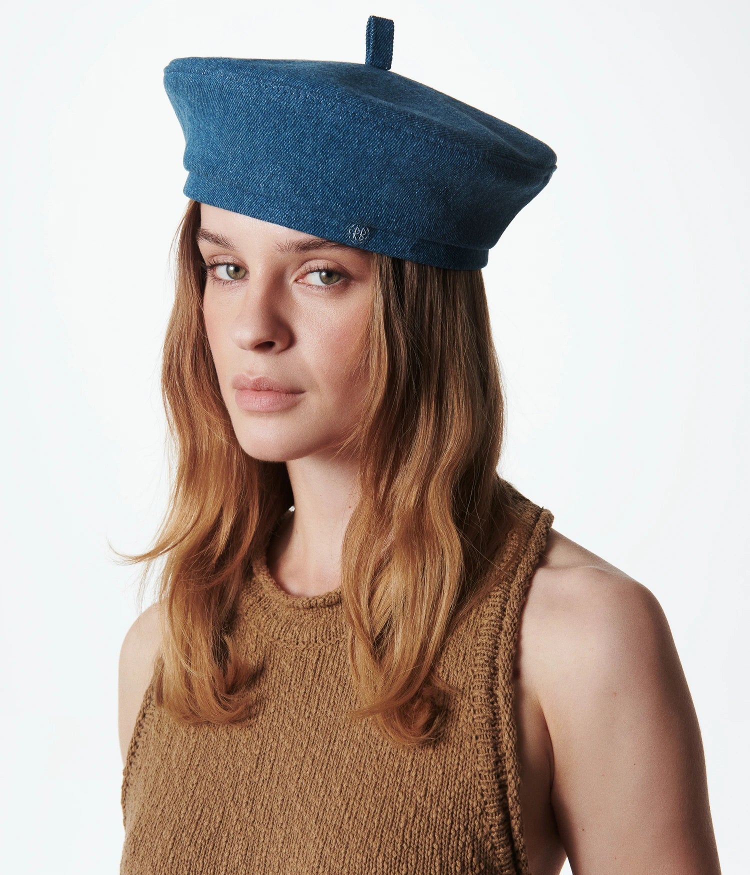 Logo-embroidered Denim Beret