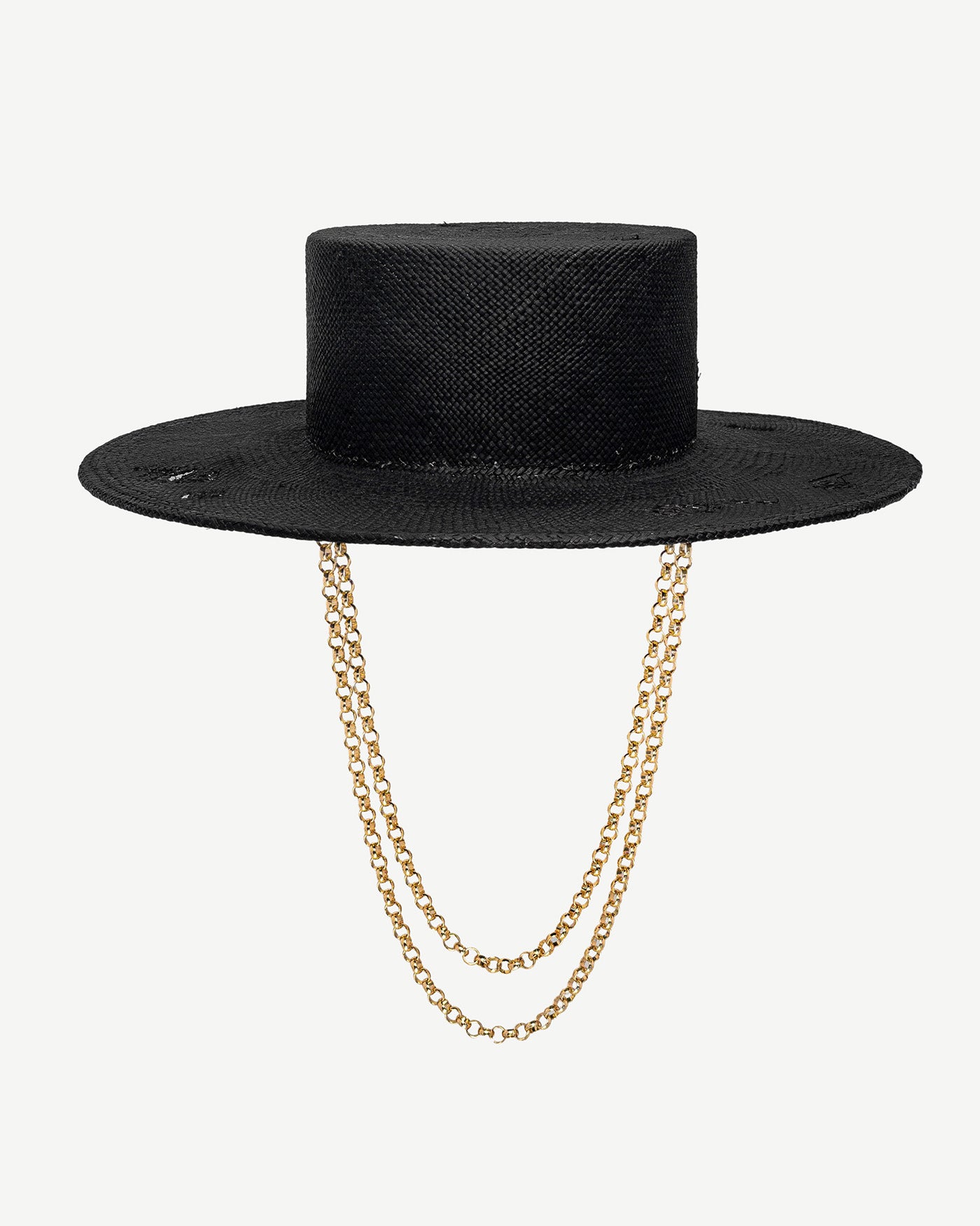 Double Chain Strap Canotier Hat