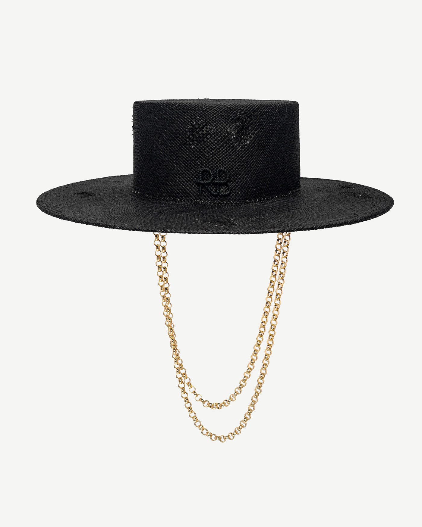 RB Fedora, Gambler or Boater Straw and Sun Hats, Double Chain Strap Canotier Hat