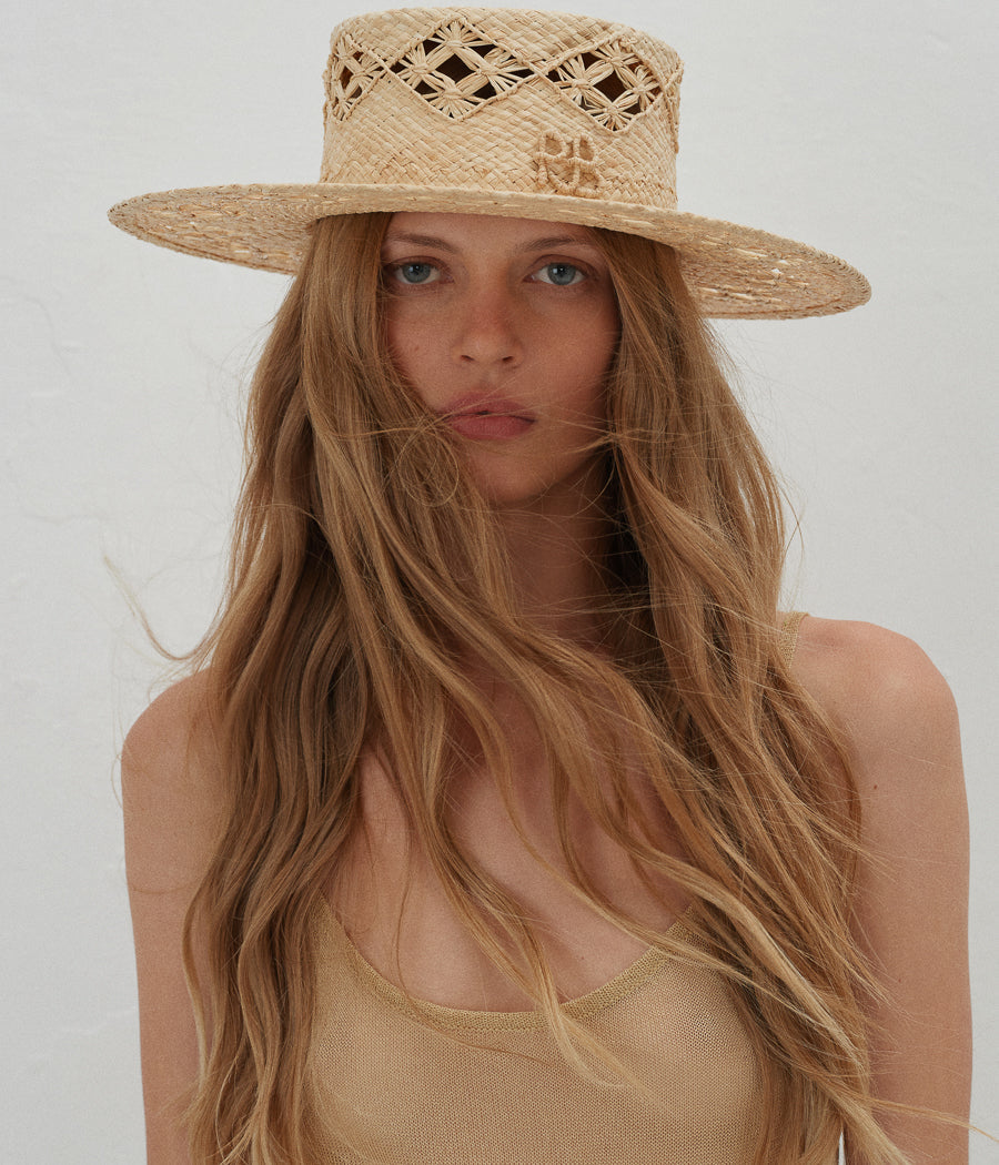 Photo, , Monogram-embellished Boater Hat