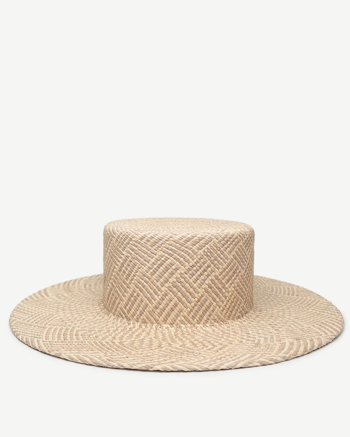 Checkered-Stripe Canotier Hat