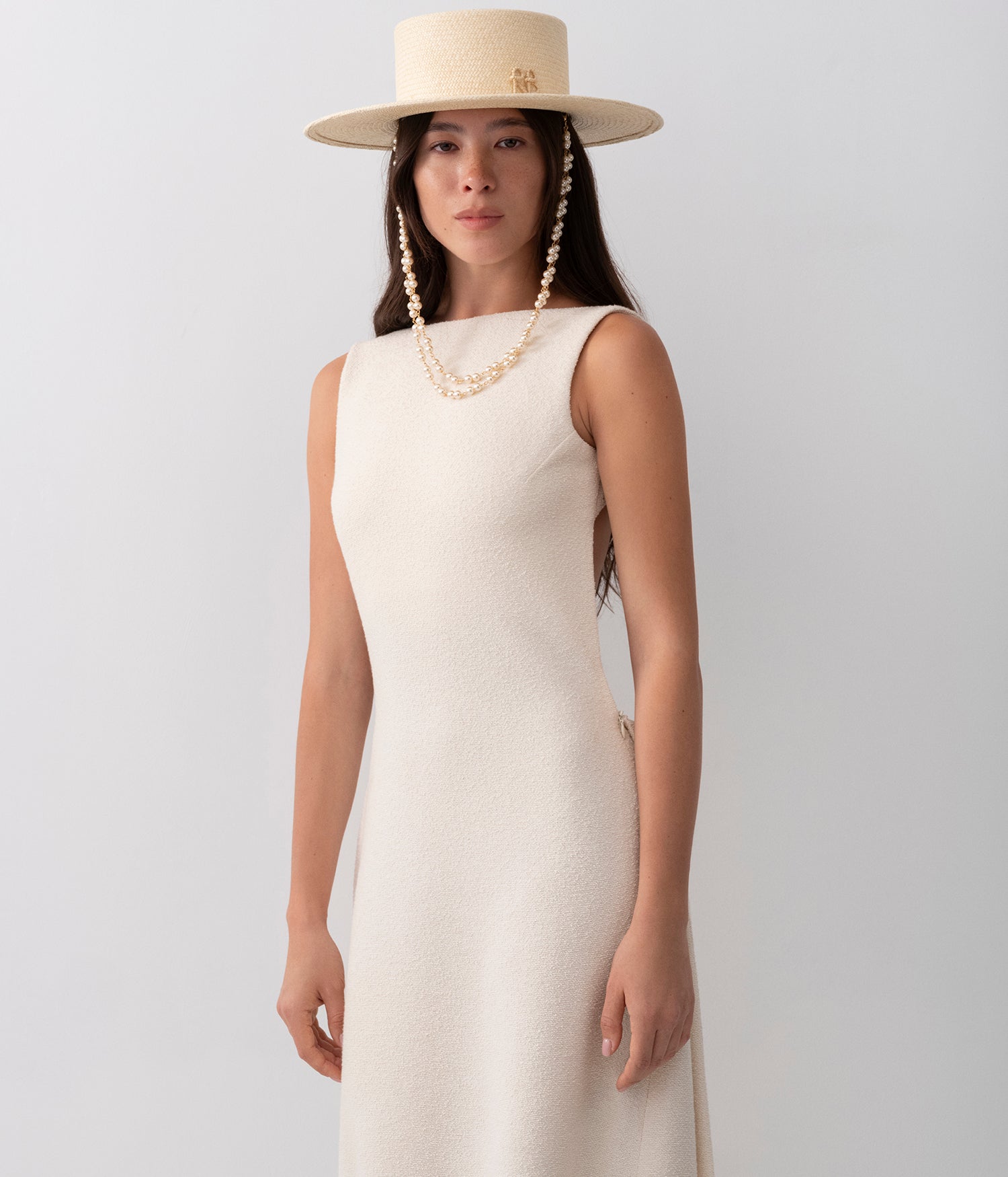 Canotier Hat, Double Chain Strap Canotier Hat