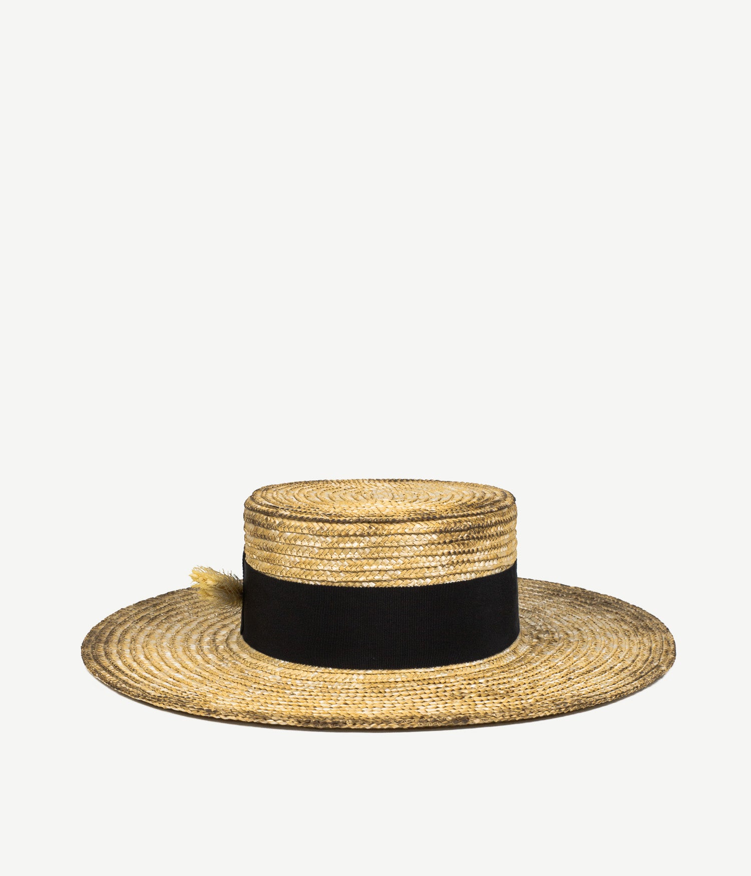Wheat Spikes Embellished "Sunburnt" Canotier Hat