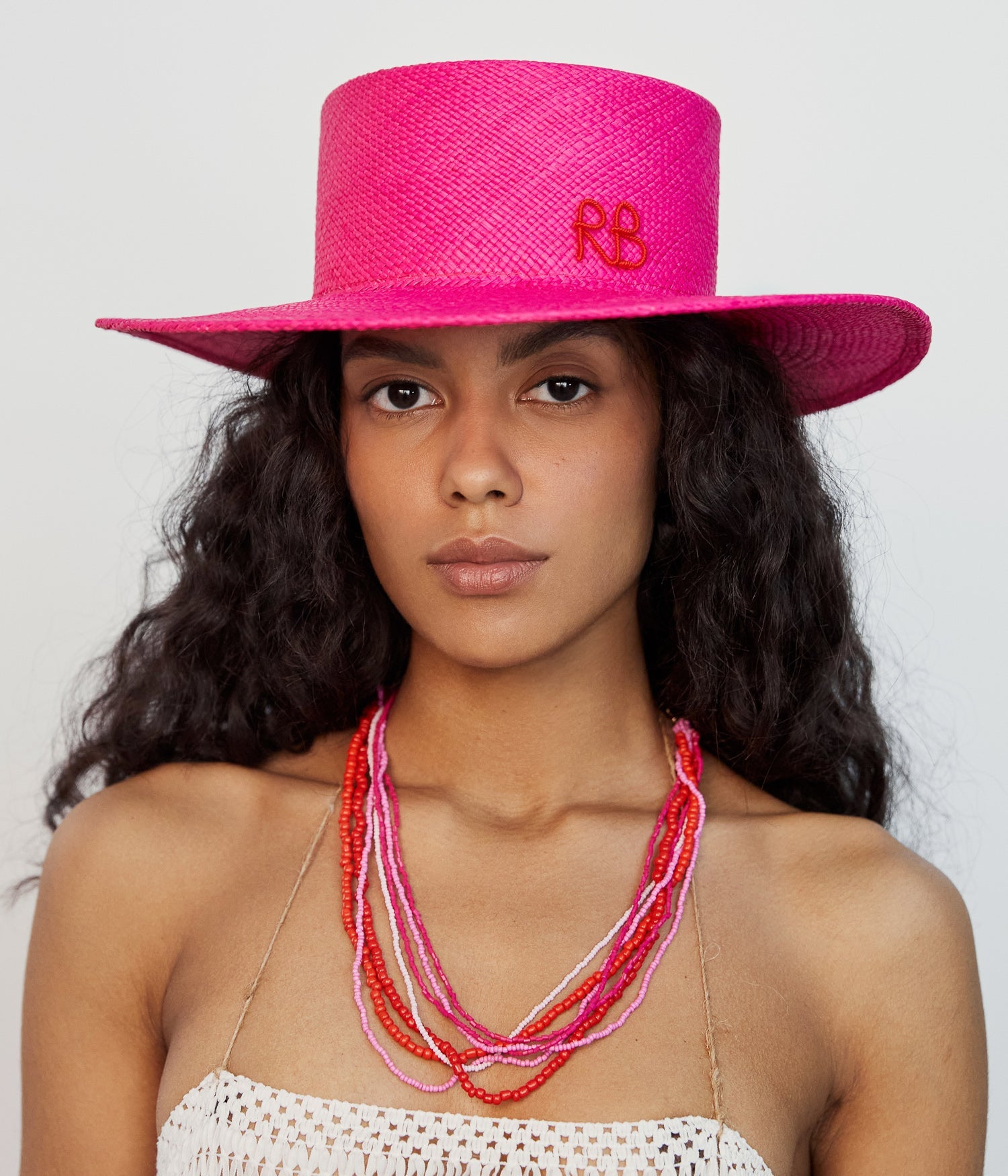 Beaded Chain Boater Hat