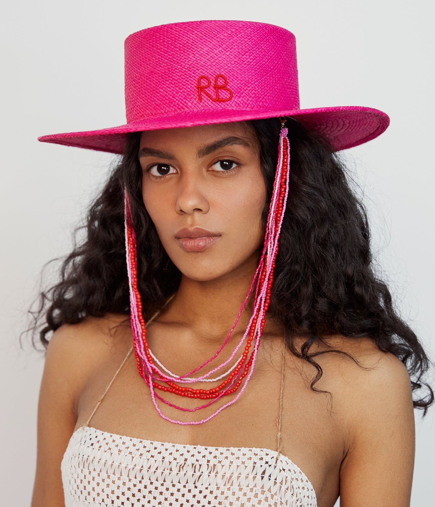 Beaded Chain Boater Hat