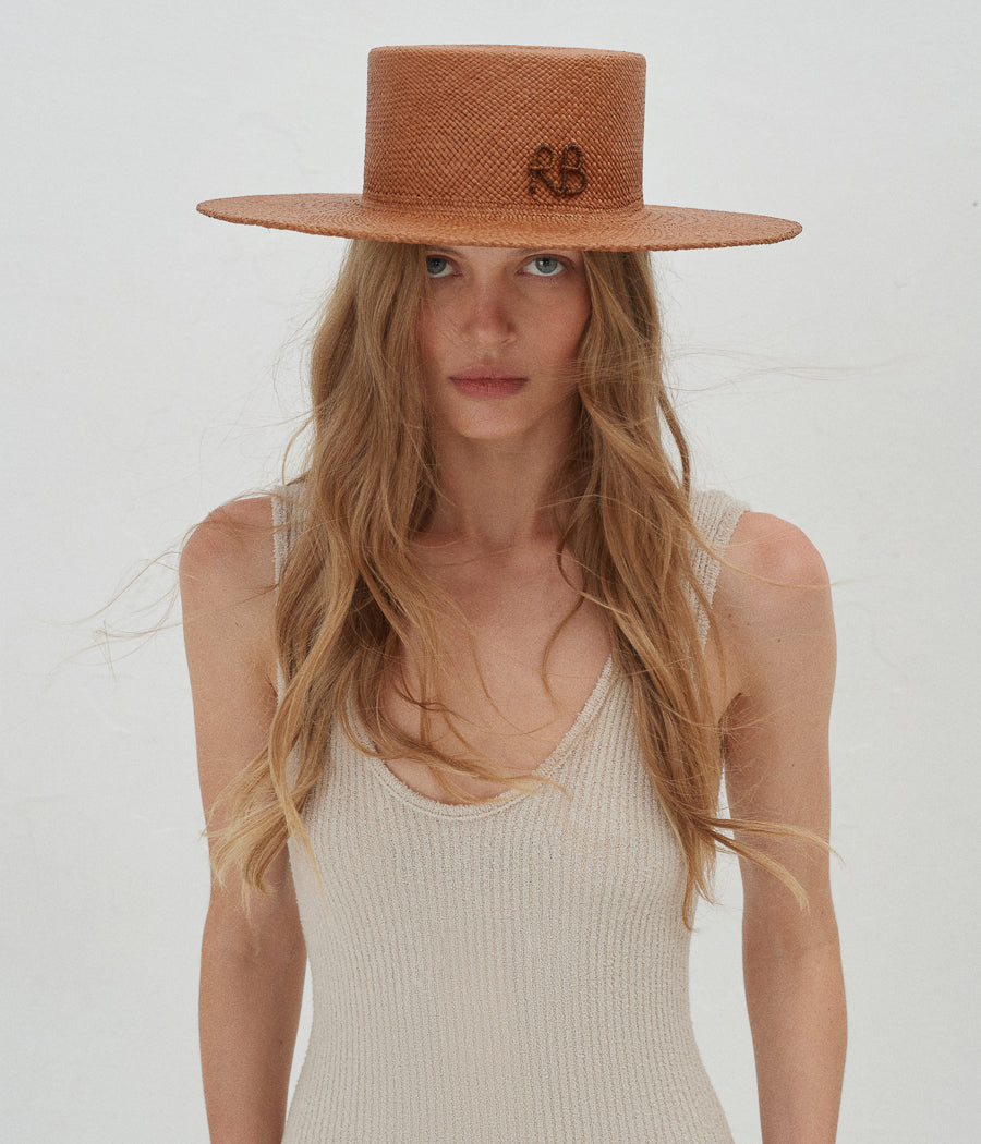 44_10, Monogram-embellished Boater Hat CNT09-STR-SRB-XS Ruslan Baginskiy