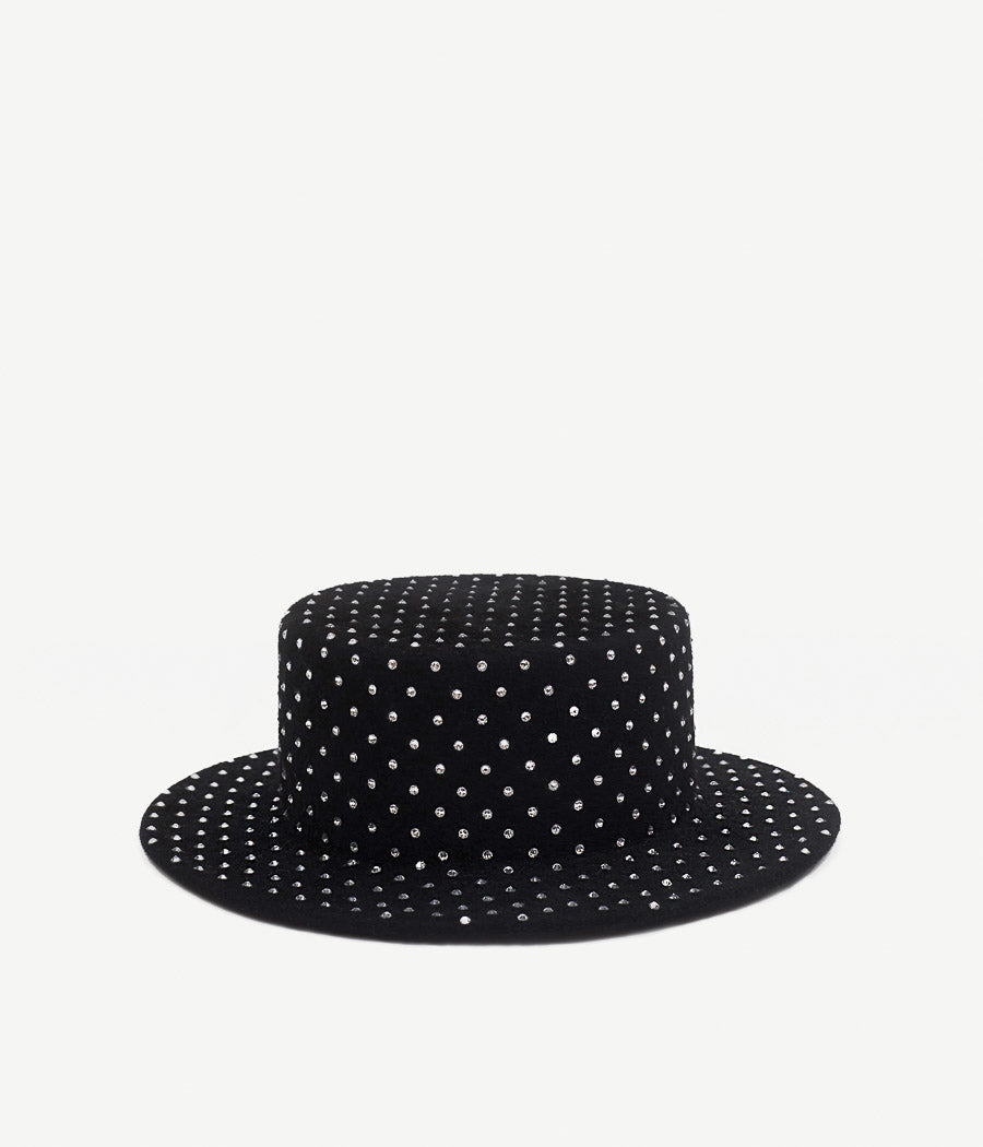 Black Friday Archive by RB, Crystal-embellished Canotier Hat CNT101-F-DMD-XS Ruslan Baginskiy