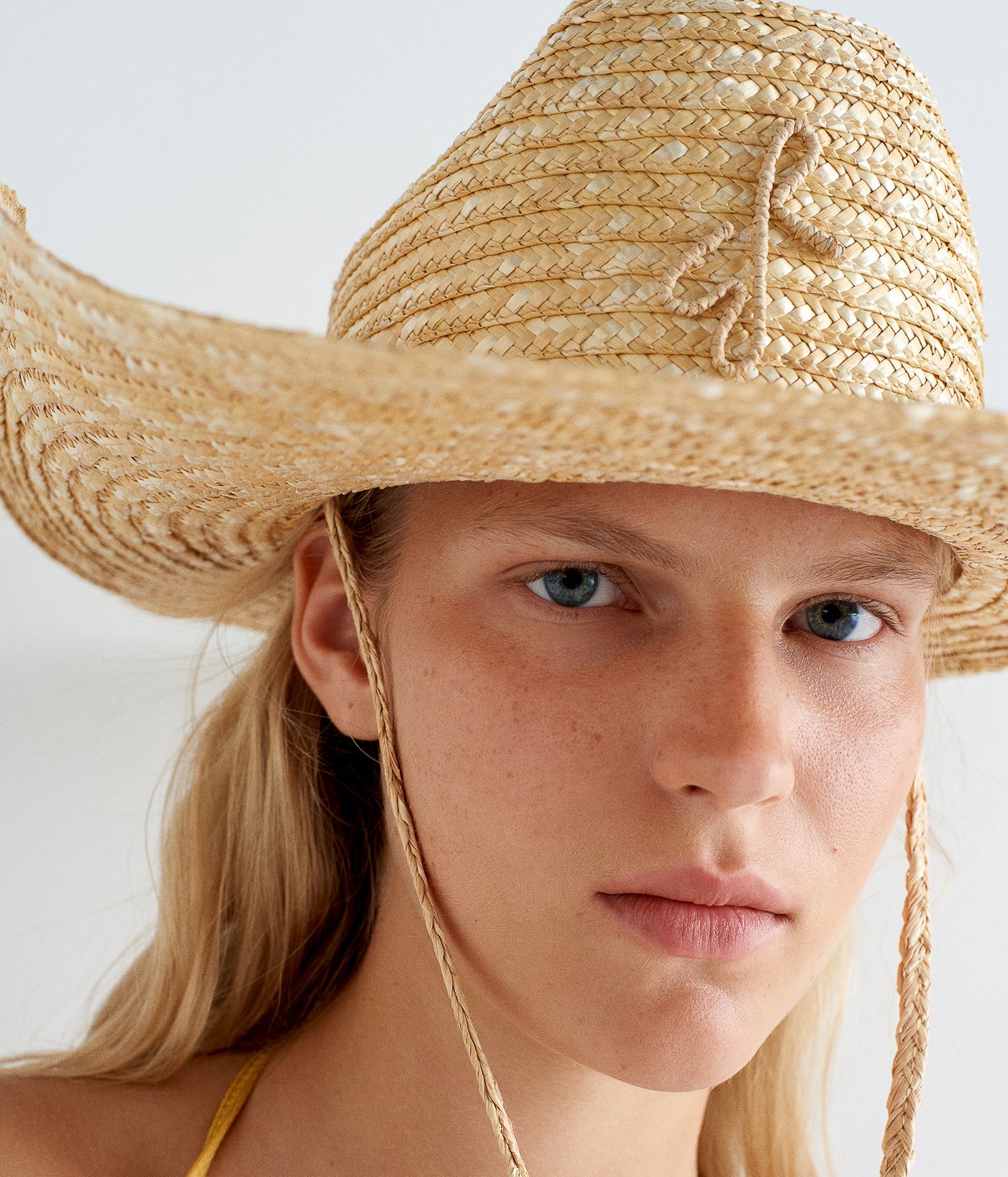 Black Friday Archive by RB, Monogram-embellished Straw Cowboy Hat