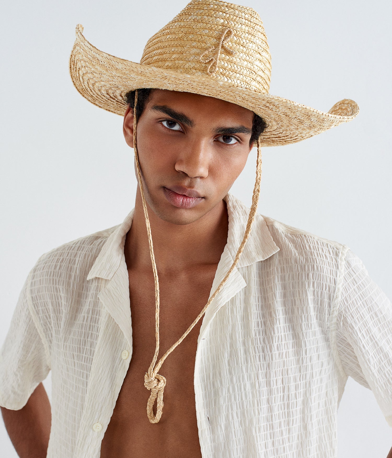 Monogram-embellished Straw Cowboy Hat • Ruslan Baginskiy