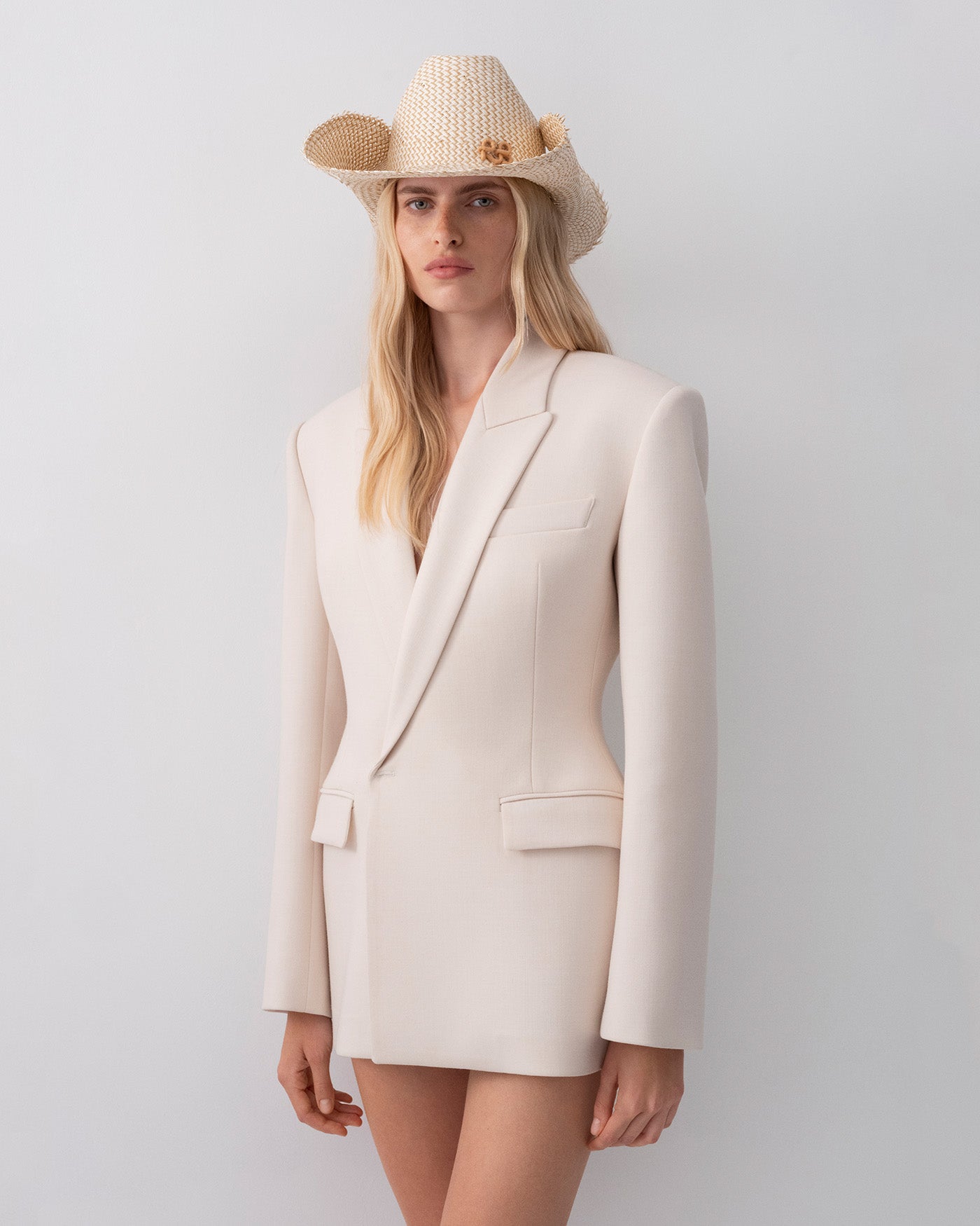 Monogram-embellished Straw Cowboy Hat