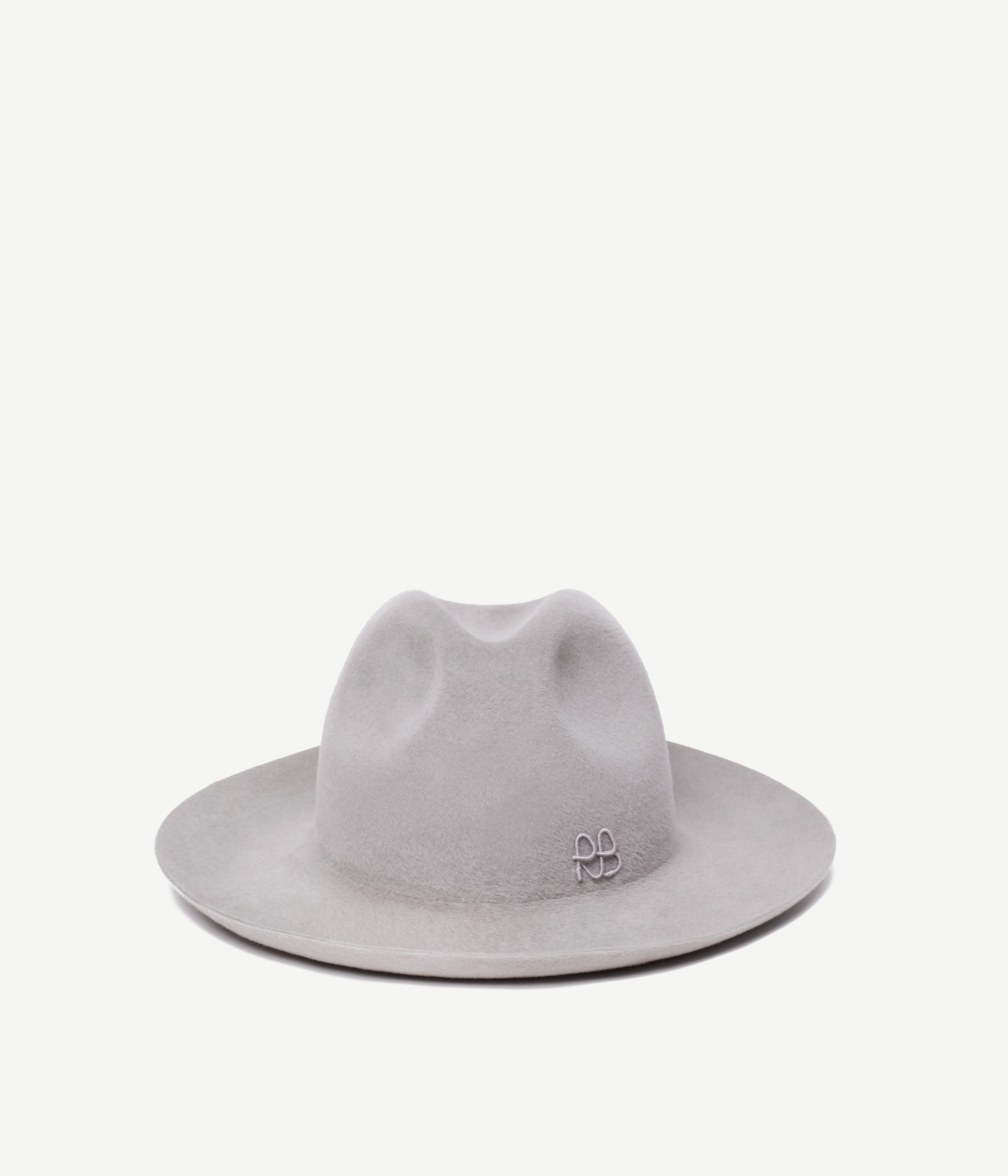 Chain Embellished Felt Fedora Hat Grey