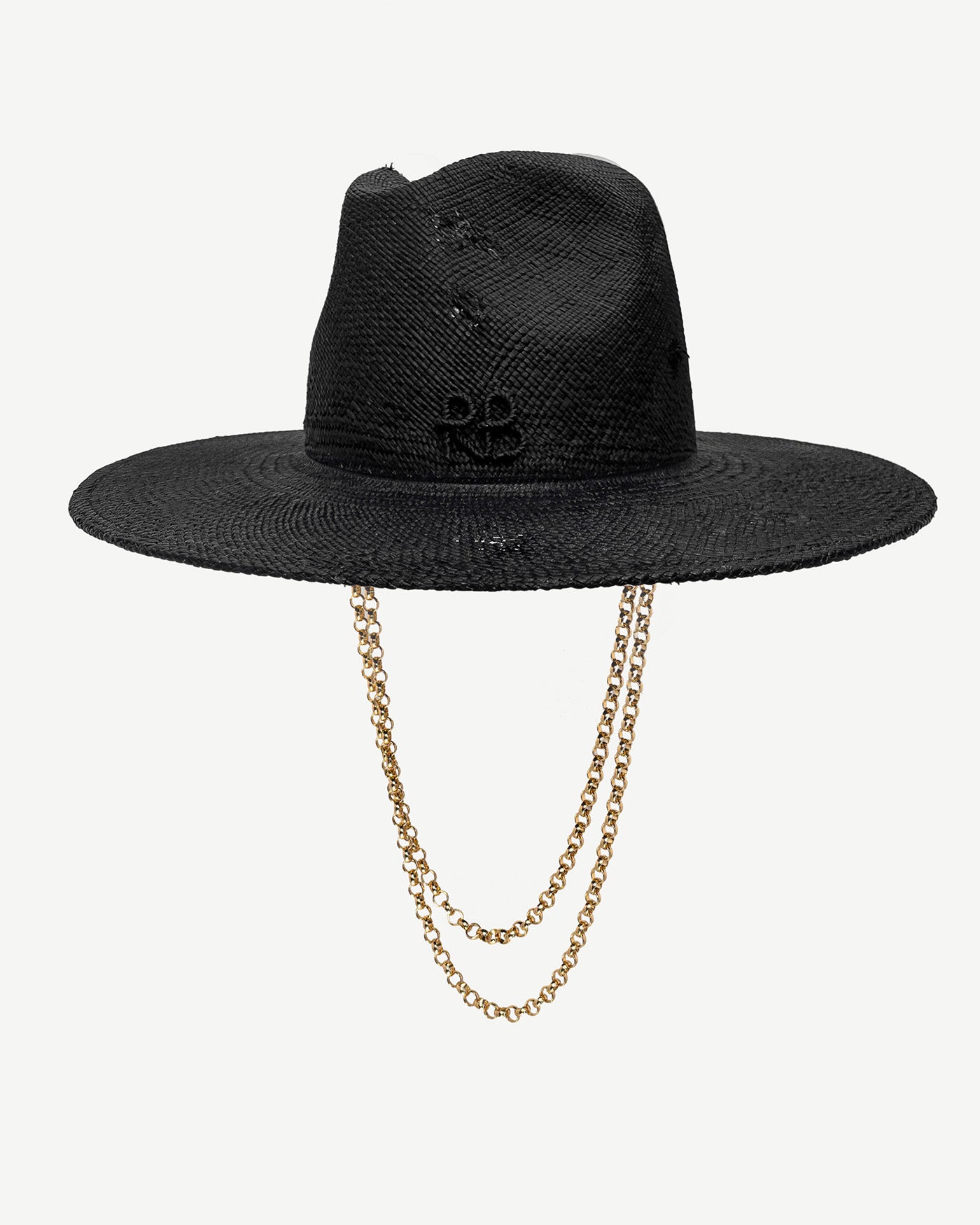 RB Fedora, Gambler or Boater Straw and Sun Hats, Double Chain Strap Fedora Hat