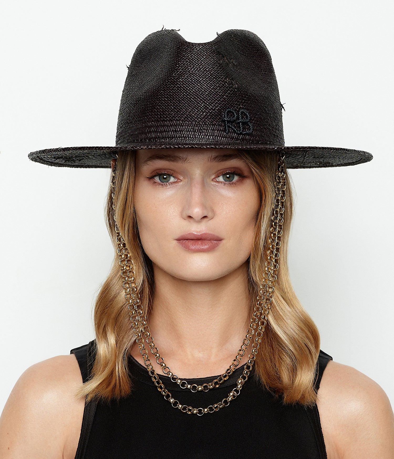 Double Chain Strap Fedora Hat