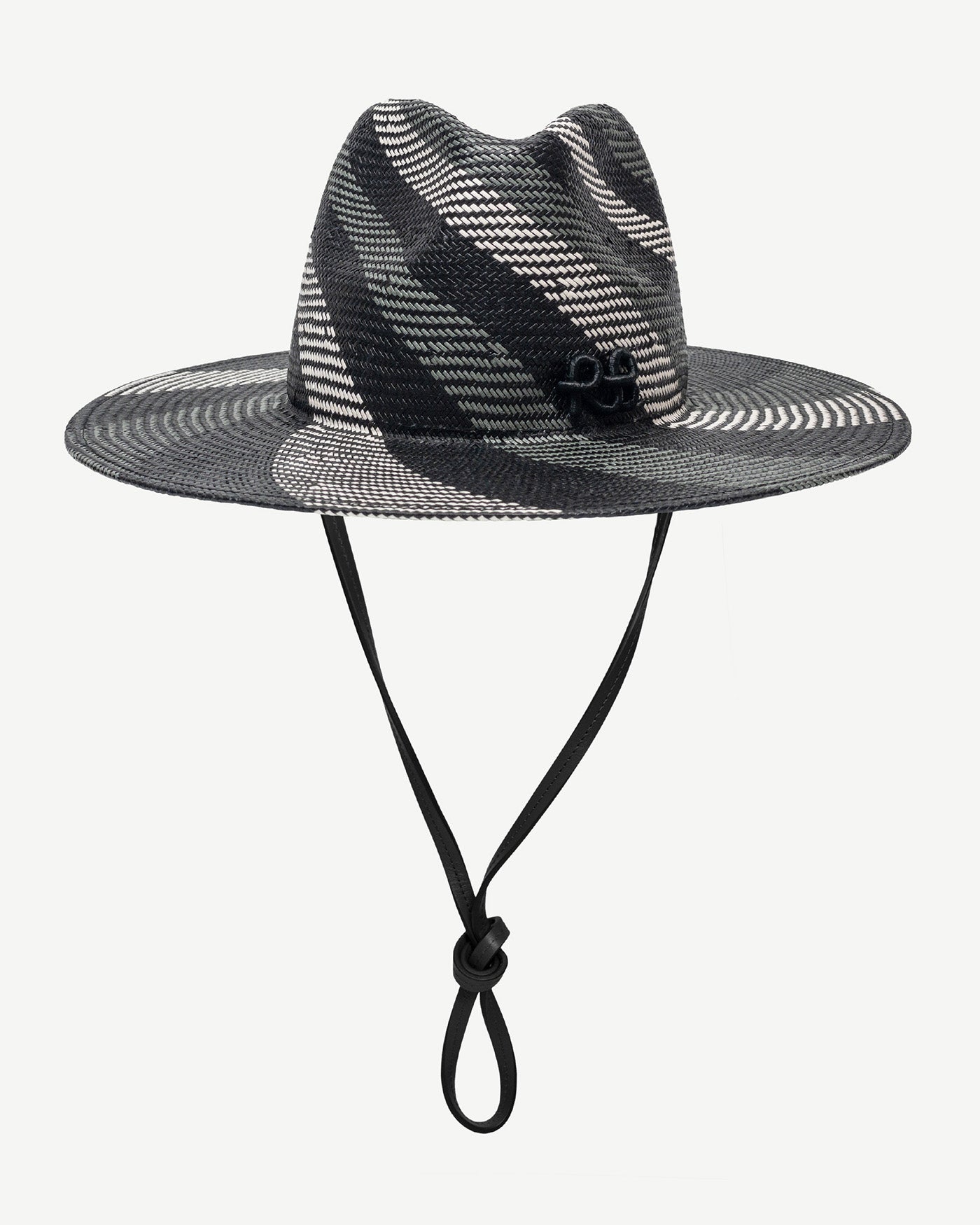 Resort/Summer 2026, Diagonal-Stripe Straw Fedora Hat with Leather trim