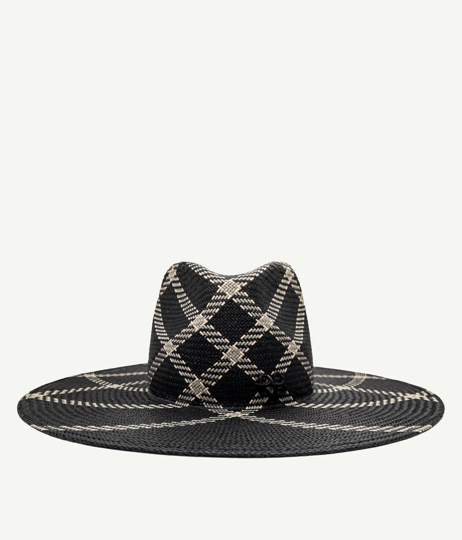 44_20, Diagonal-Stripe Straw Fedora Hat