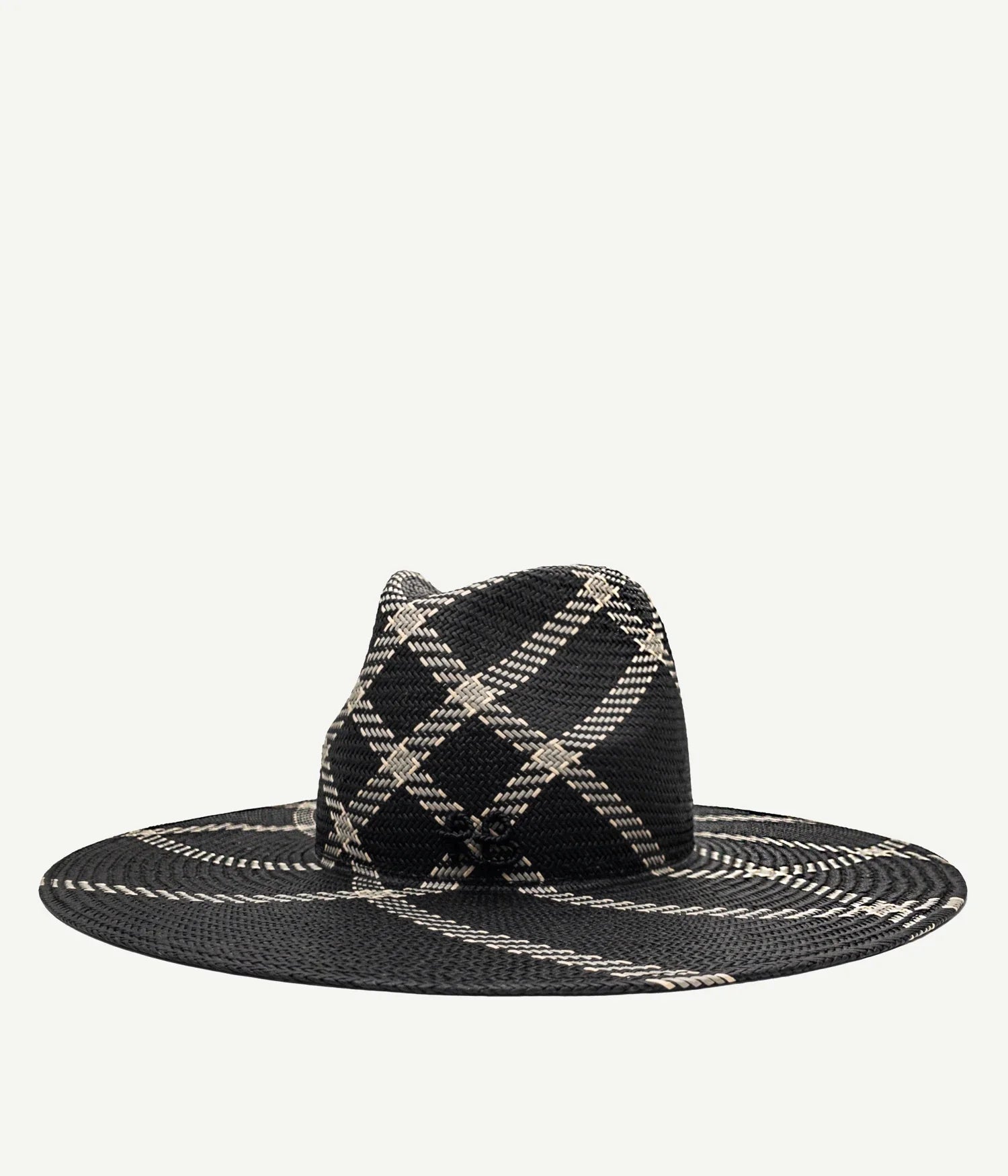 44_20, Diagonal-Stripe Straw Fedora Hat