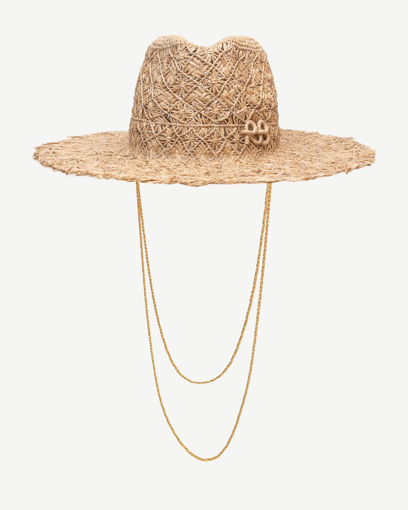 Cut Out Double Chain Strap Fedora Hat