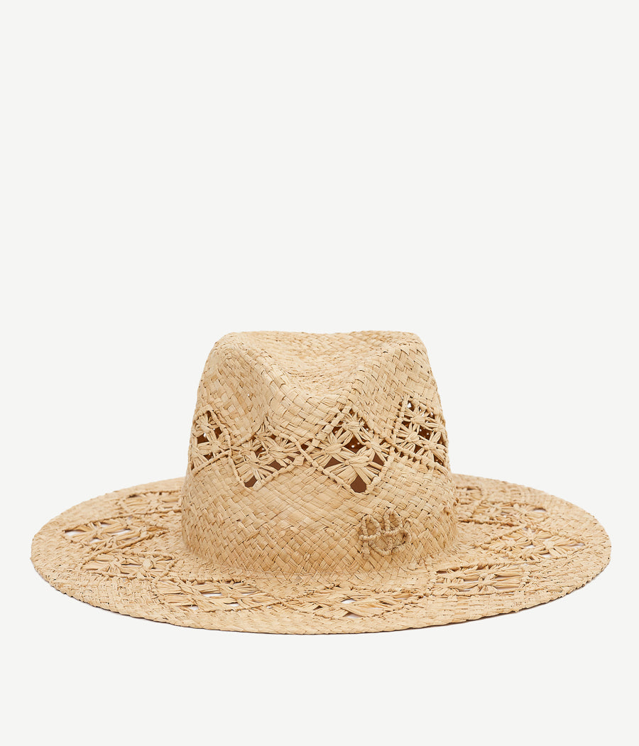 RB Fedora, Gambler or Boater Straw and Sun Hats, Monogram-embellished Fedora Hat FDR036-STR-DRK-SRB-XS Ruslan Baginskiy