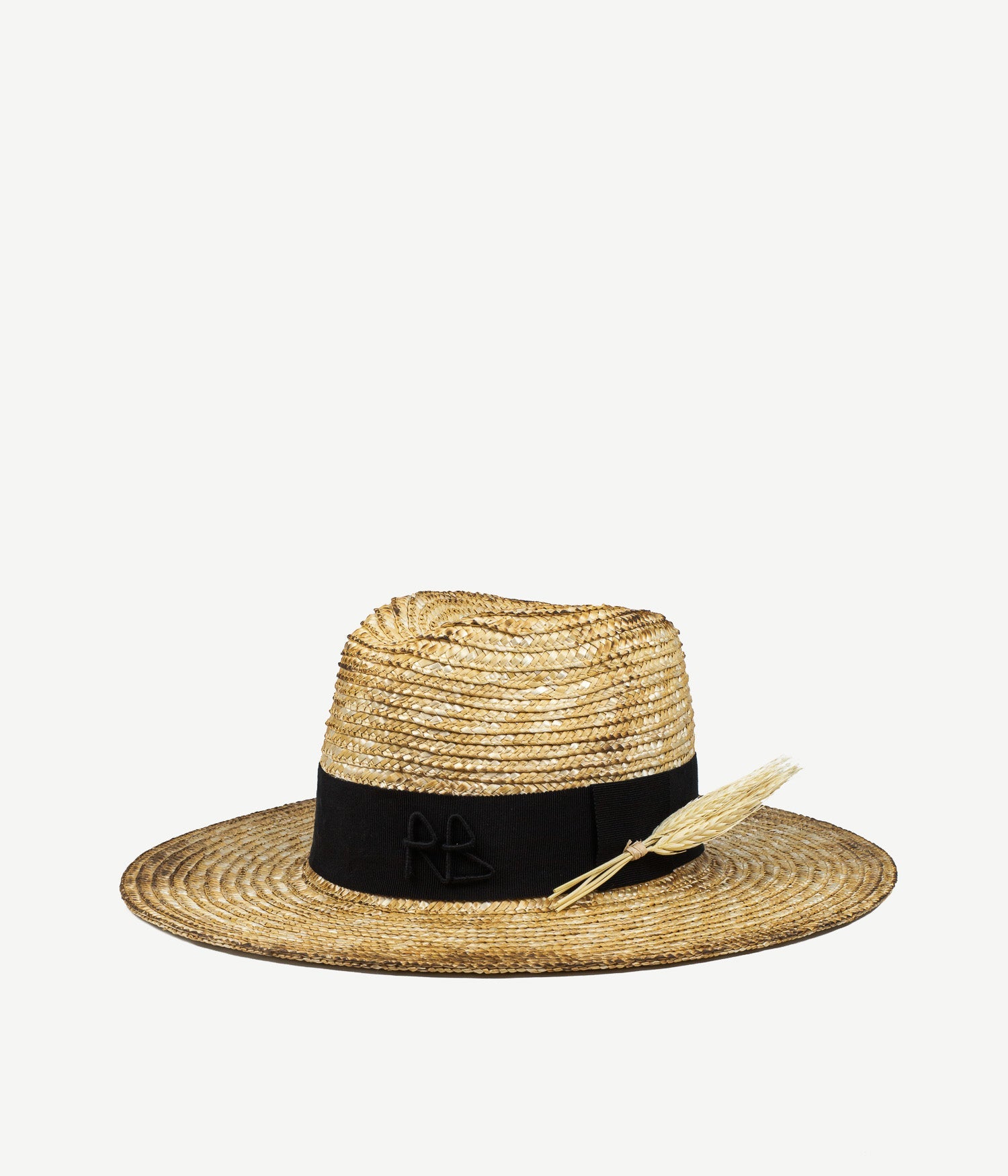 RB Fedora, Gambler or Boater Straw and Sun Hats, Wheat Spikes Embellished "Sunburnt" Fedora Hat