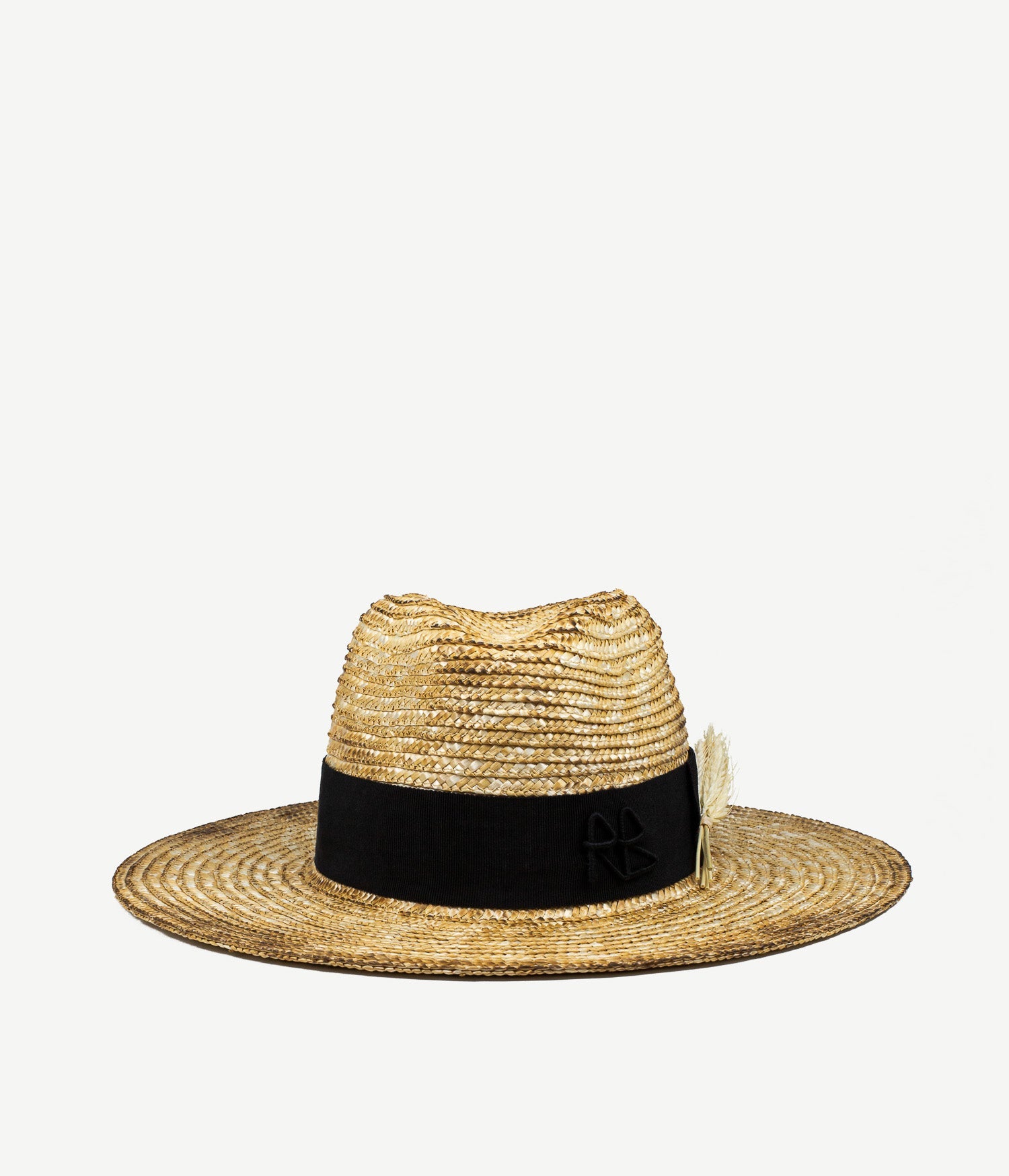 RB Fedora, Gambler or Boater Straw and Sun Hats, Wheat Spikes Embellished "Sunburnt" Fedora Hat