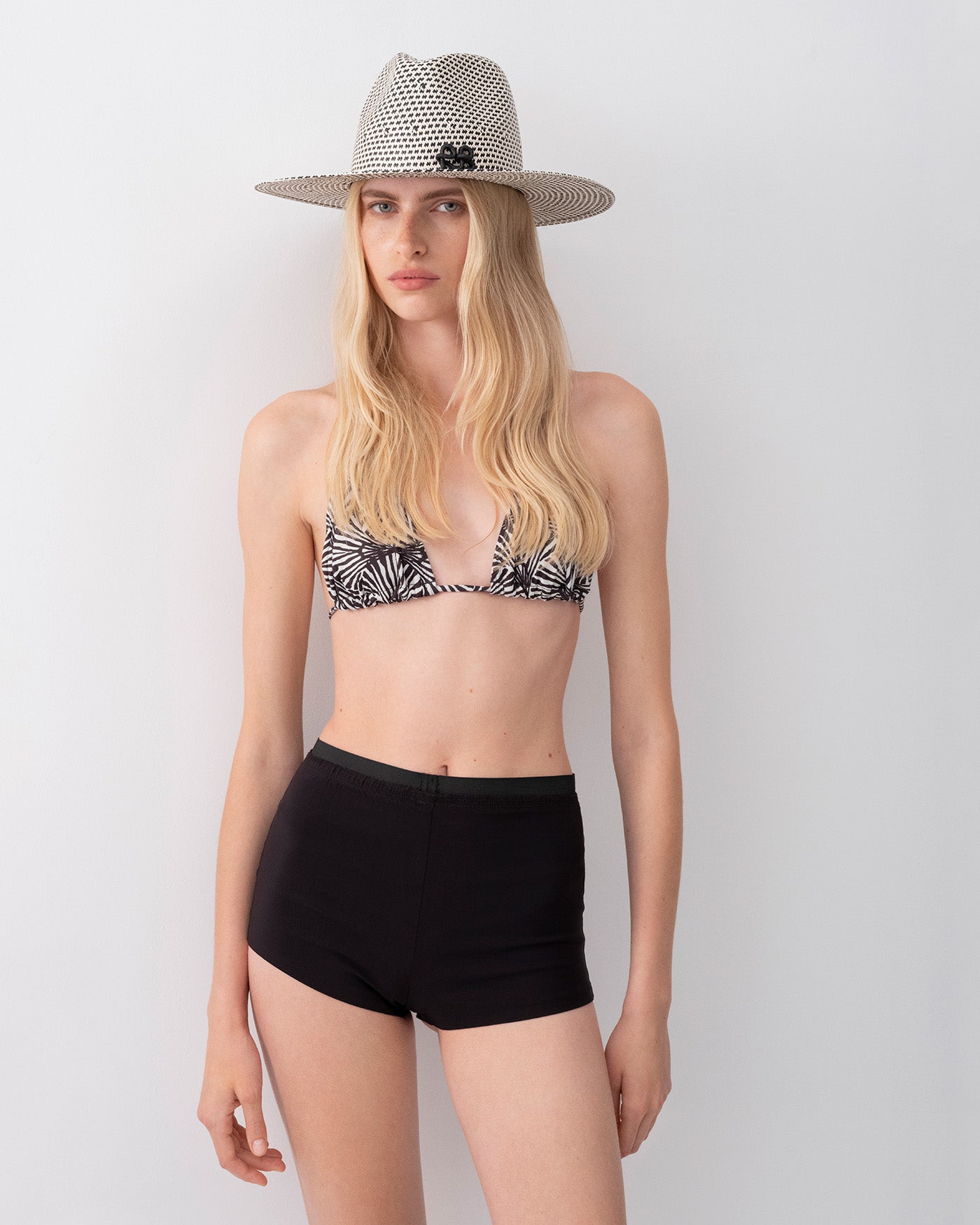 Checkered-Stripe Fedora Hat